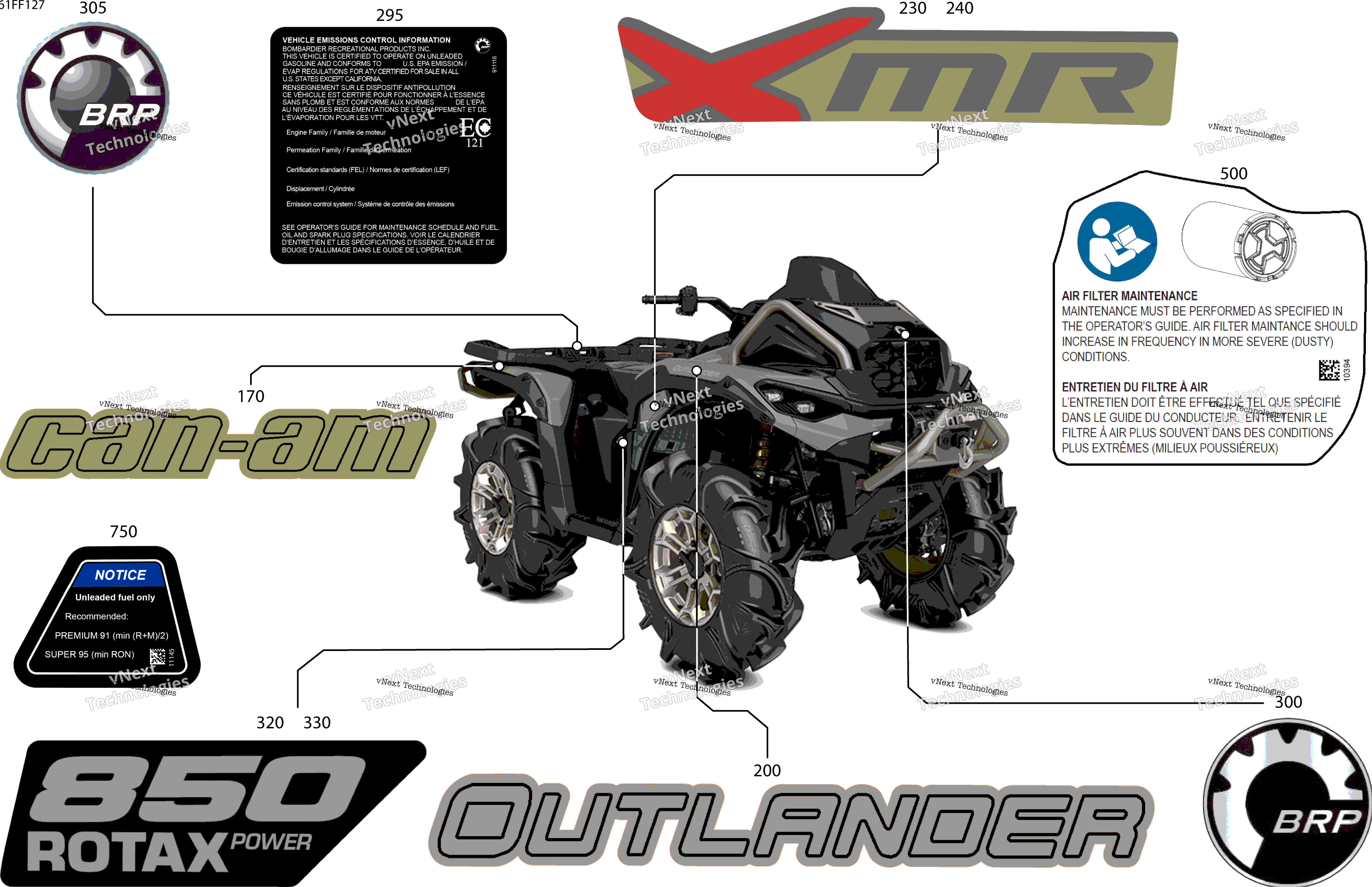 2026 OUTLANDER - 4X4 - XMR - 850 - 4KTA - Granite Grey