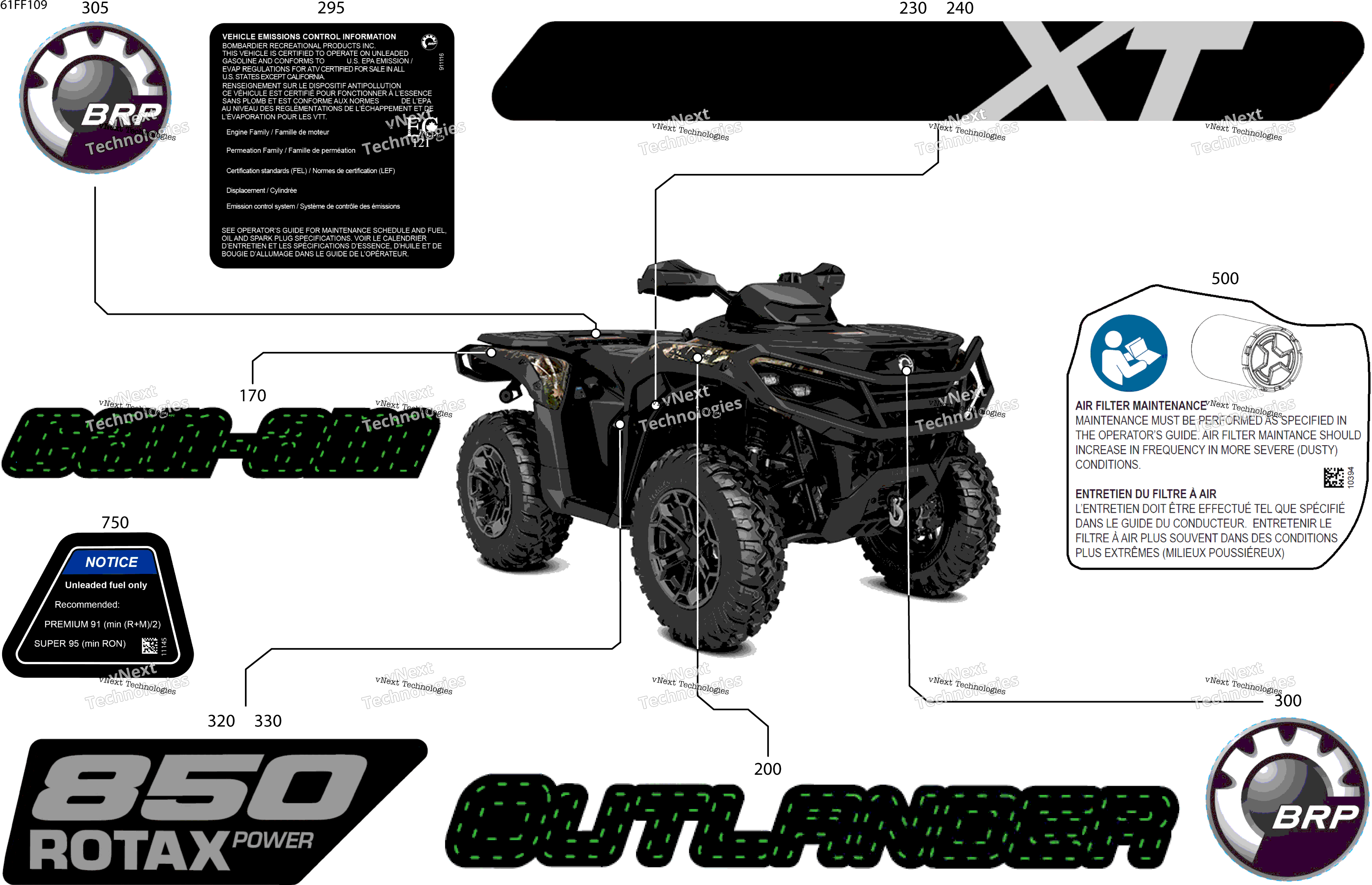 2026 OUTLANDER - 4X4 - XT - 850 - 4ETF - Compass Green