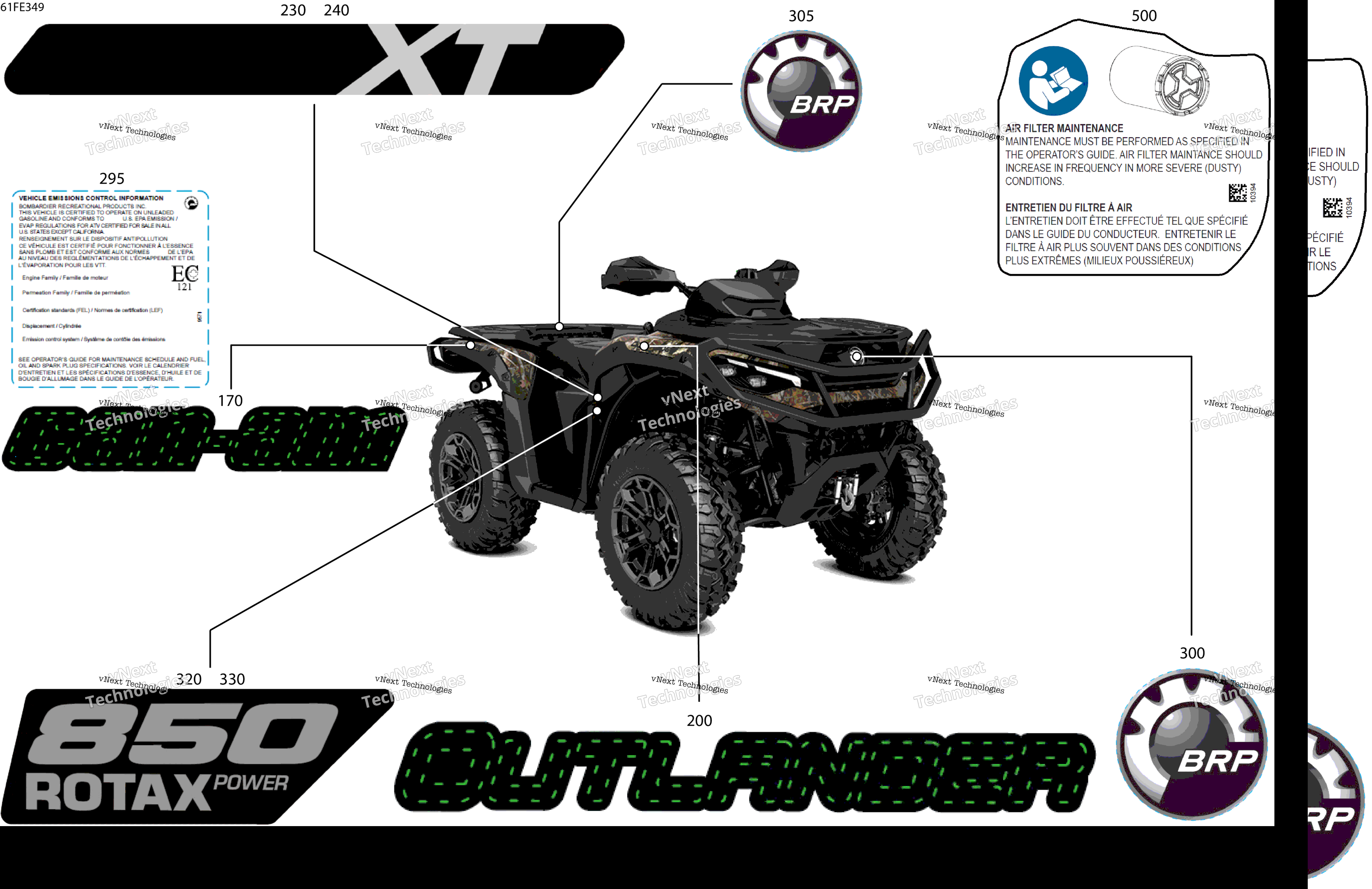 2025 OUTLANDER - 4X4 - XT - 850 - 4ESL - Widland Camo