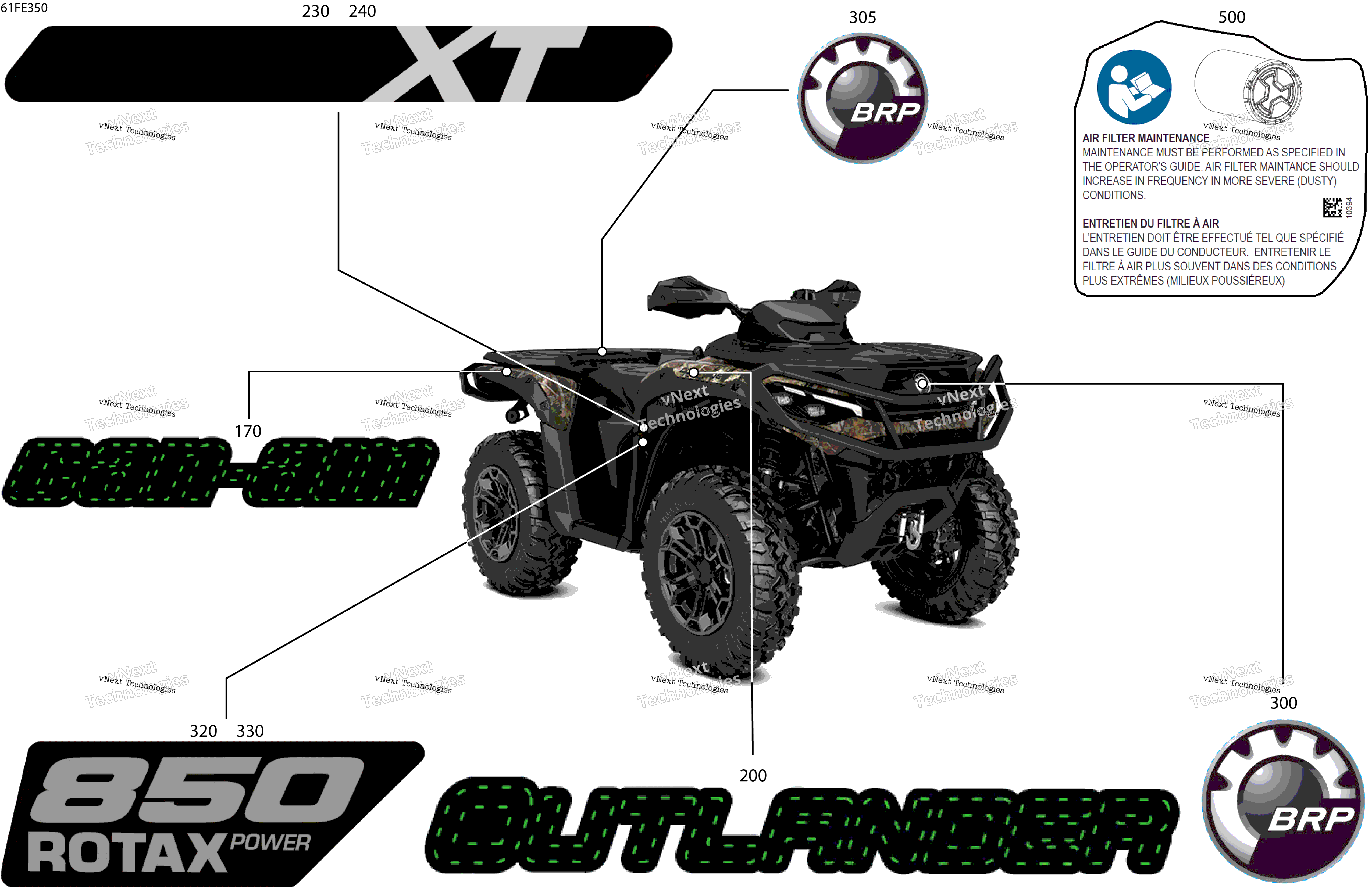 2025 OUTLANDER - 4X4 - XT - 850 - 4ESQ - Widland Camo