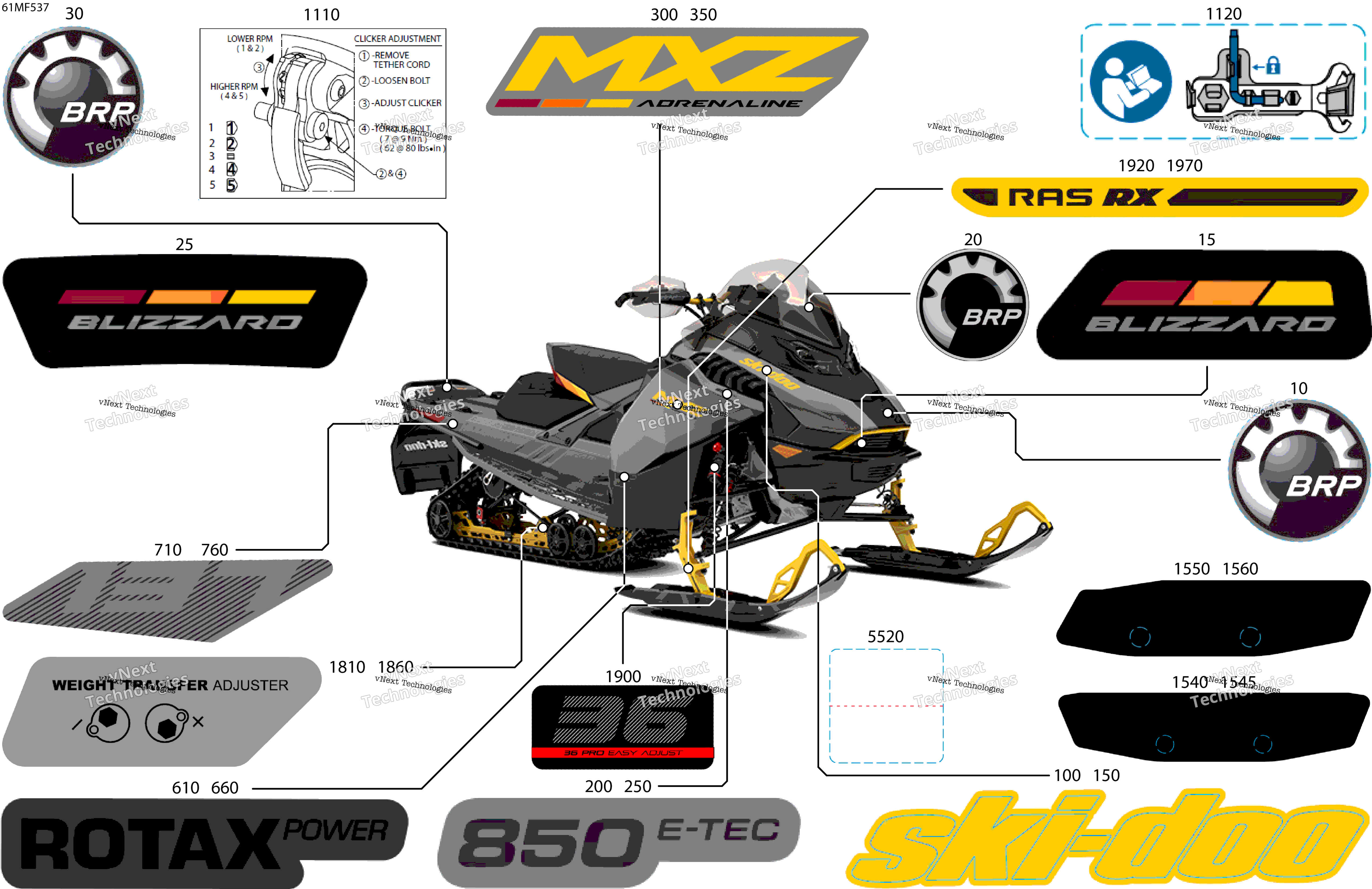 2026 MXZ - Adrenaline with Blizzard Package - 850 E-TEC - UDTB - Monument Gray - 15X137X1.25IR Track