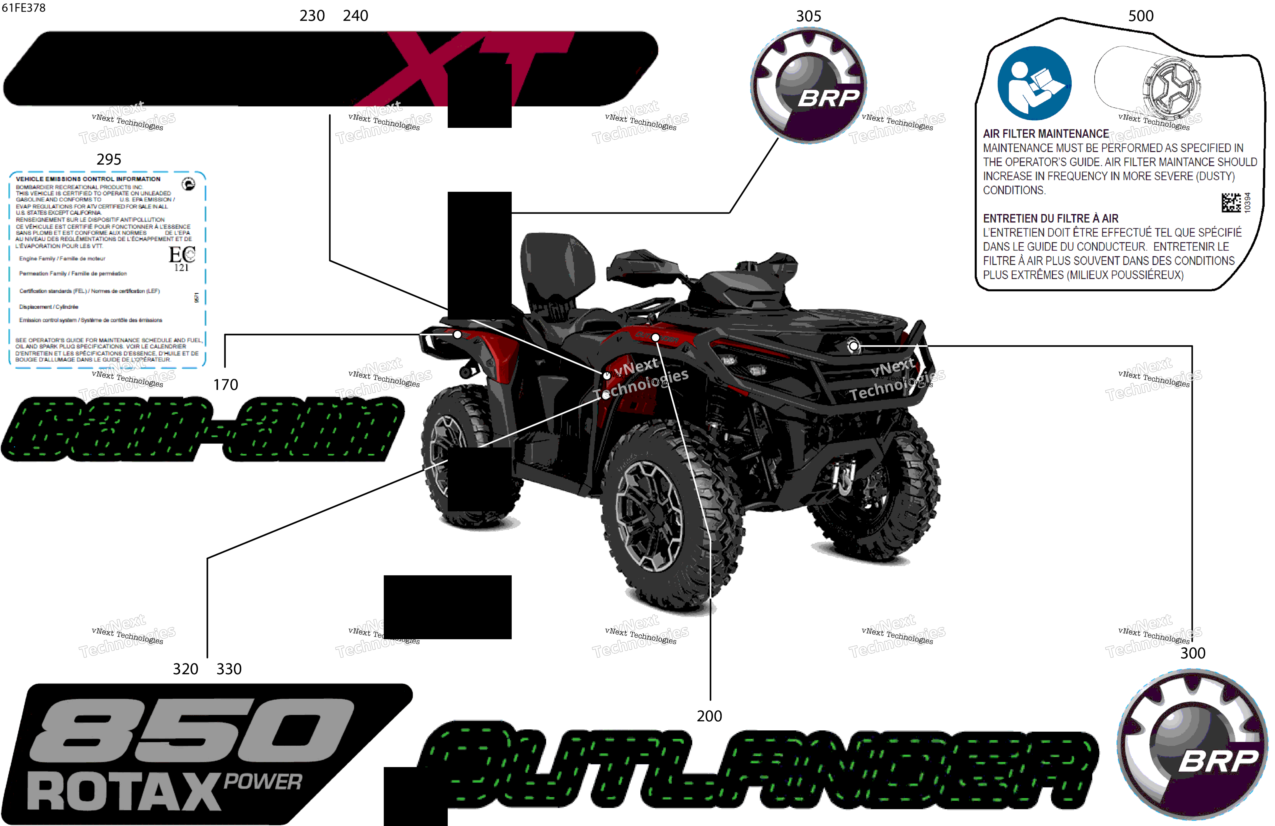 2025 OUT-MAX - 4X4 - XT - 850 - 4SSG - Fiery Red Metallic