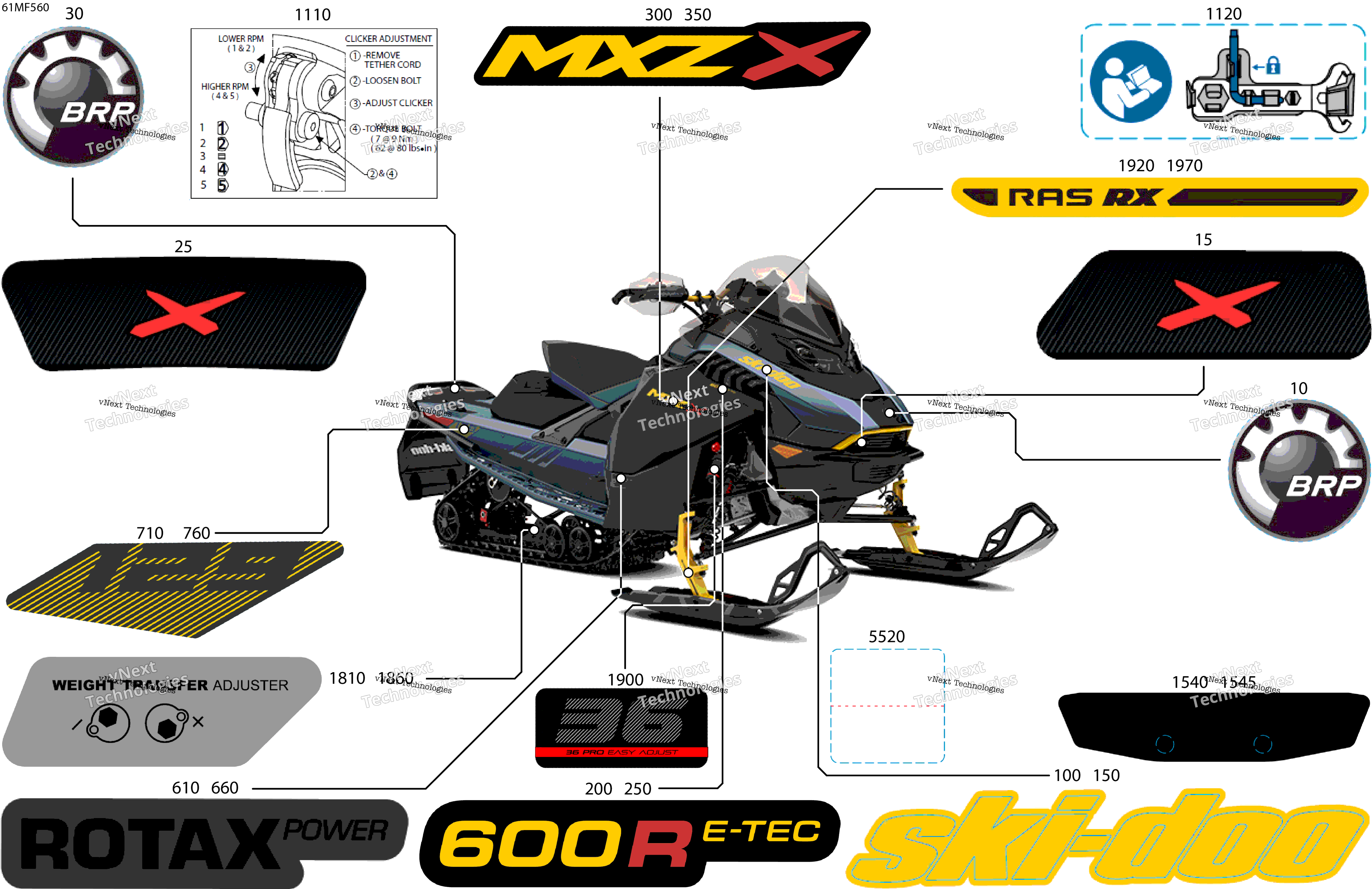 2026 MXZ - X - 600R E -TEC - UVTA - Mineral Blue - 15X129X1.25IR Track