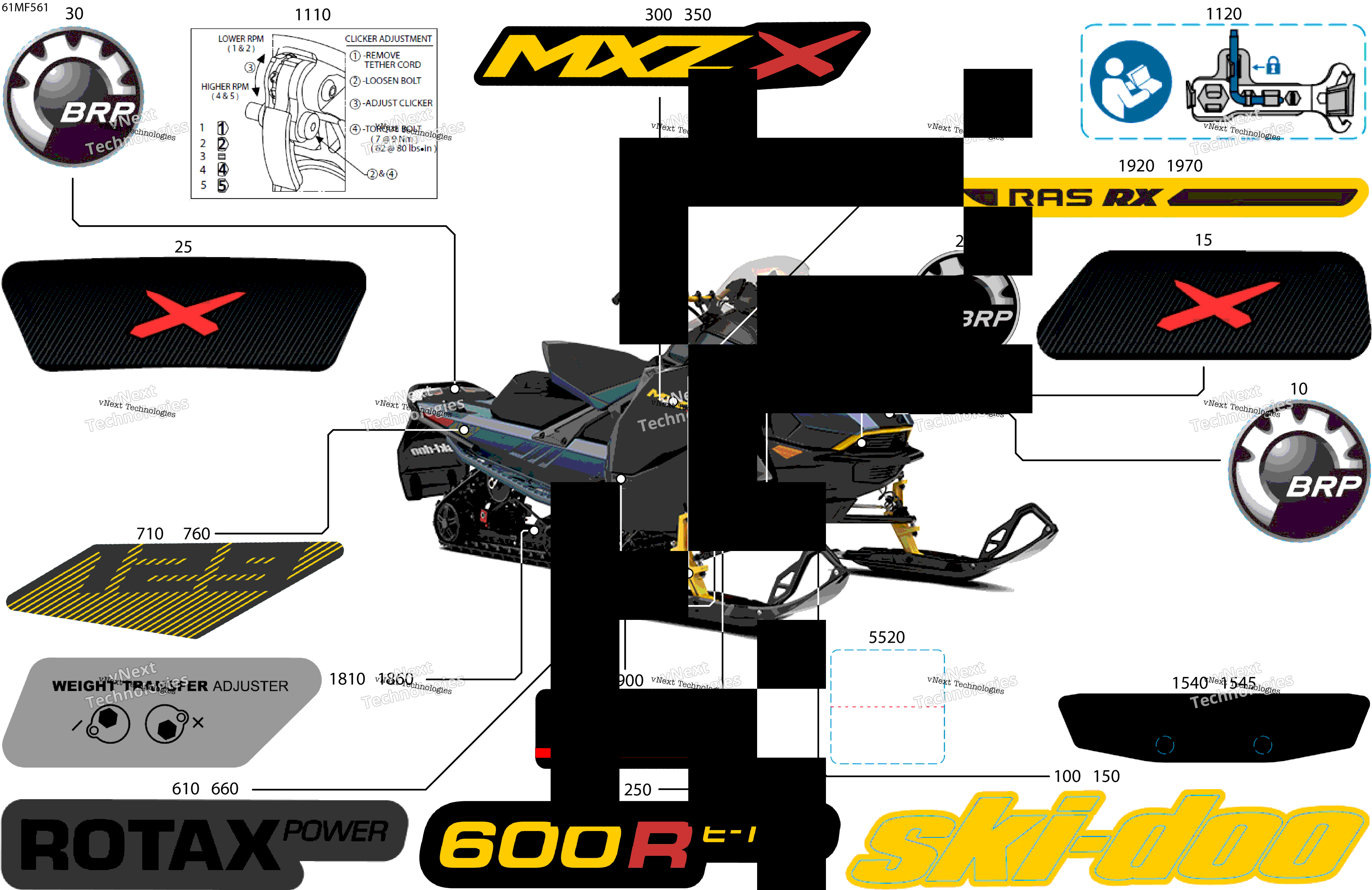 2026 MXZ - X - 600R E -TEC - UVTB - Mineral Blue - 15X129X1.25IR Track