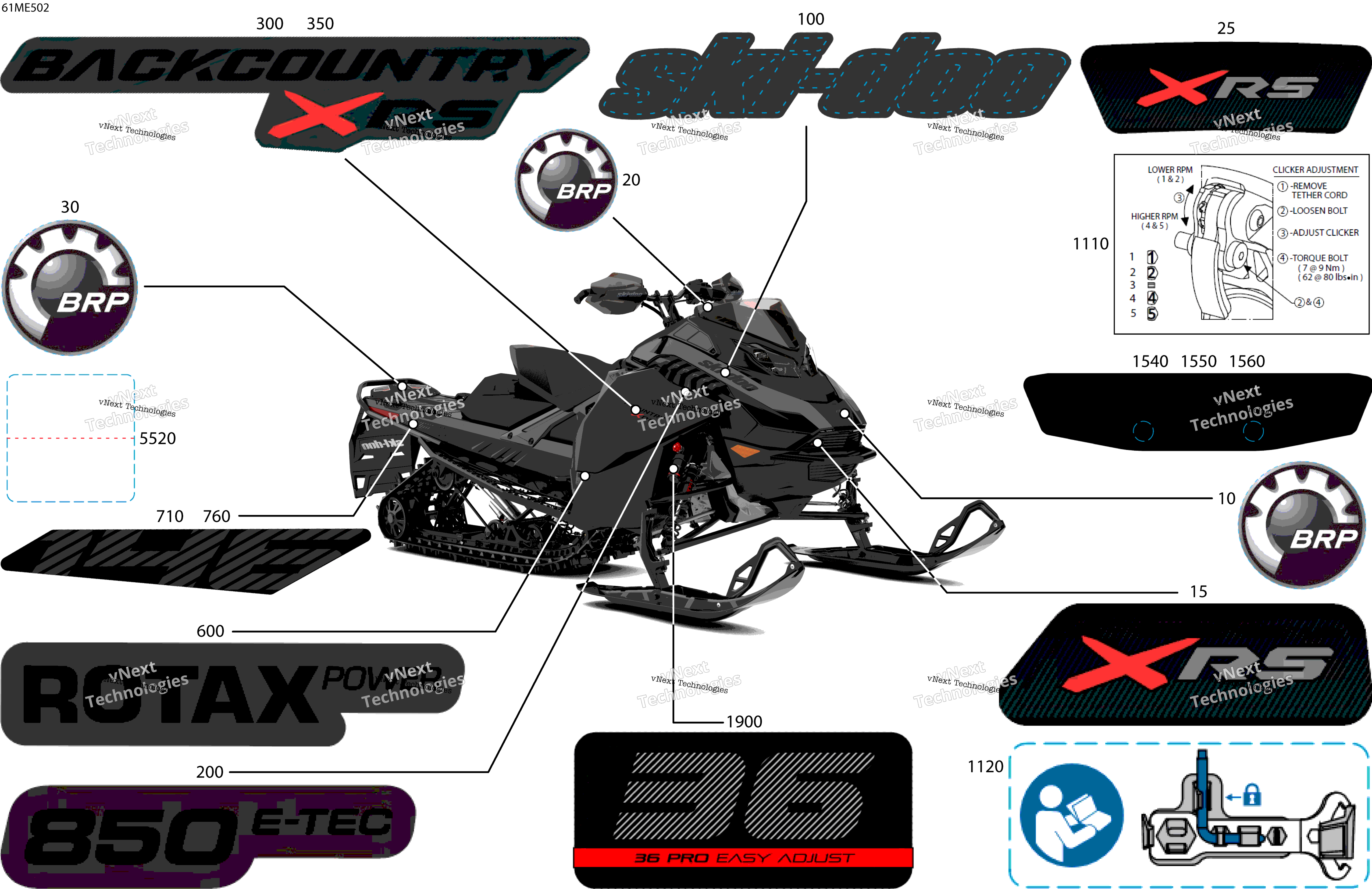 2025 BACKCOUNTRY - 850 E-TEC - X-RS - UYS1 - Deep Black - 146X15X1.6IC Track