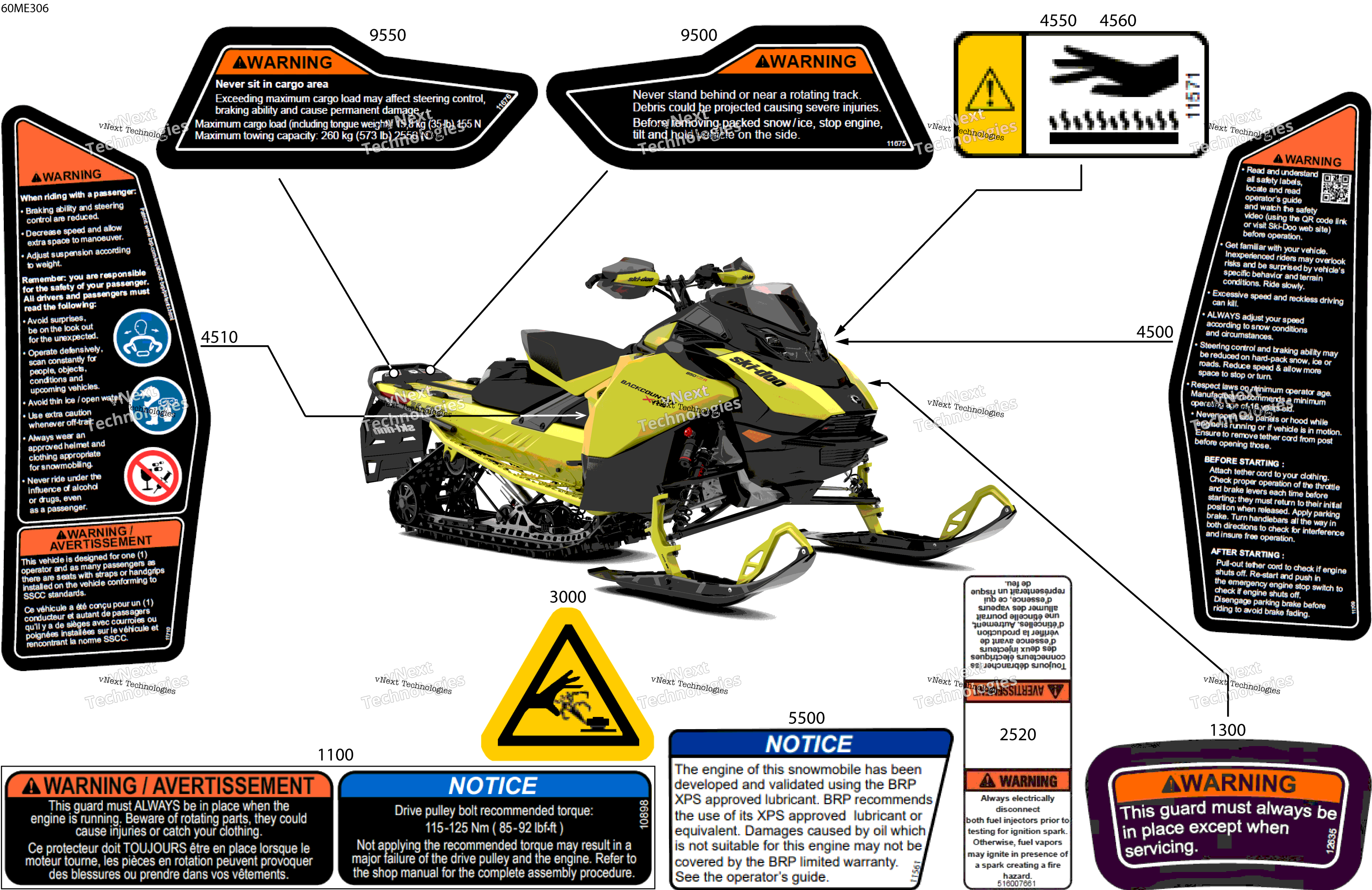 2025 BACKCOUNTRY - 850 E-TEC - X-RS - UYSA - Flare Yellow HG - 146X16X2.0P Track