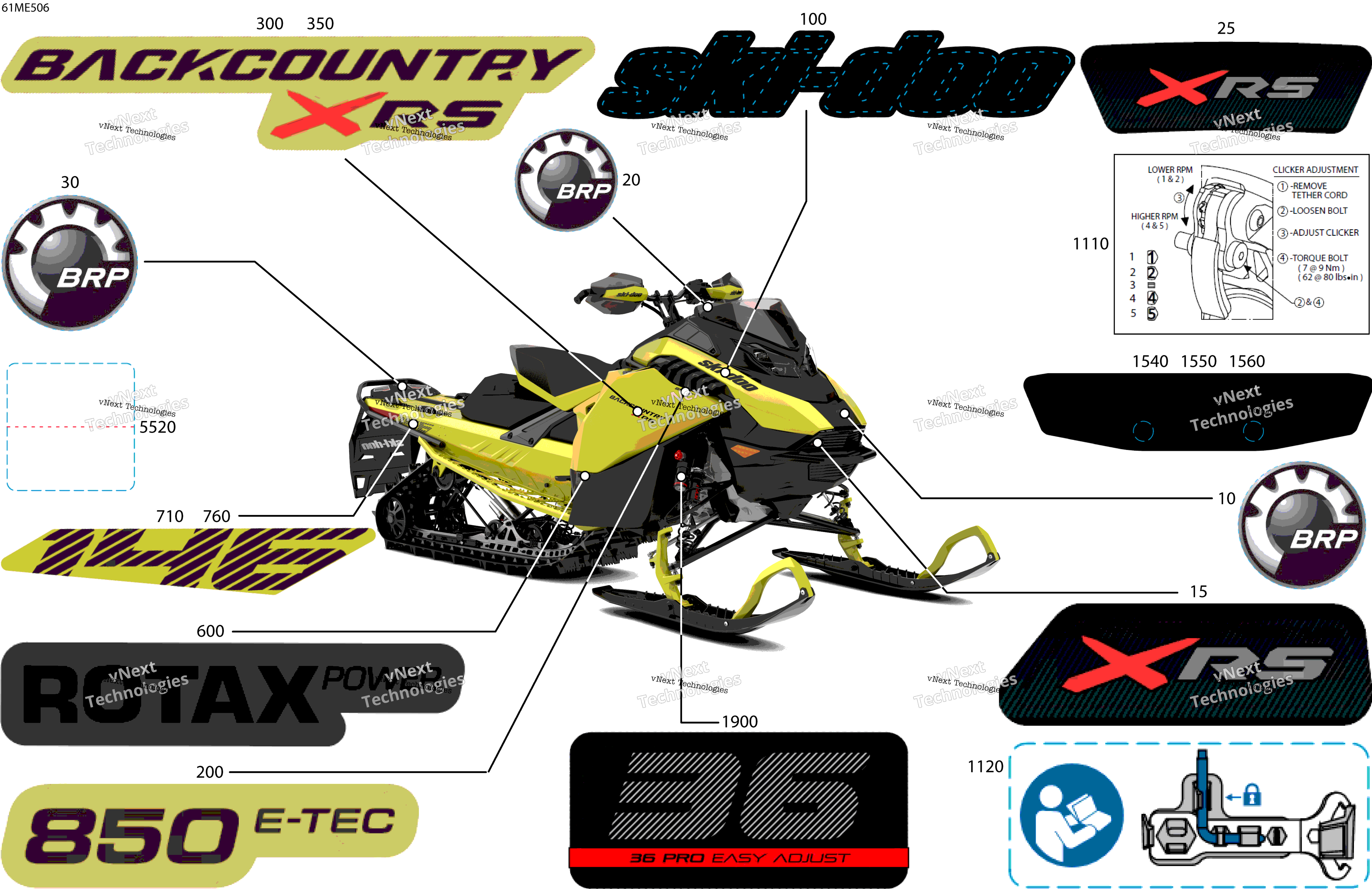 2025 BACKCOUNTRY - 850 E-TEC - X-RS - UYSD - Flare Yellow HG - 146X16X2.0P Track
