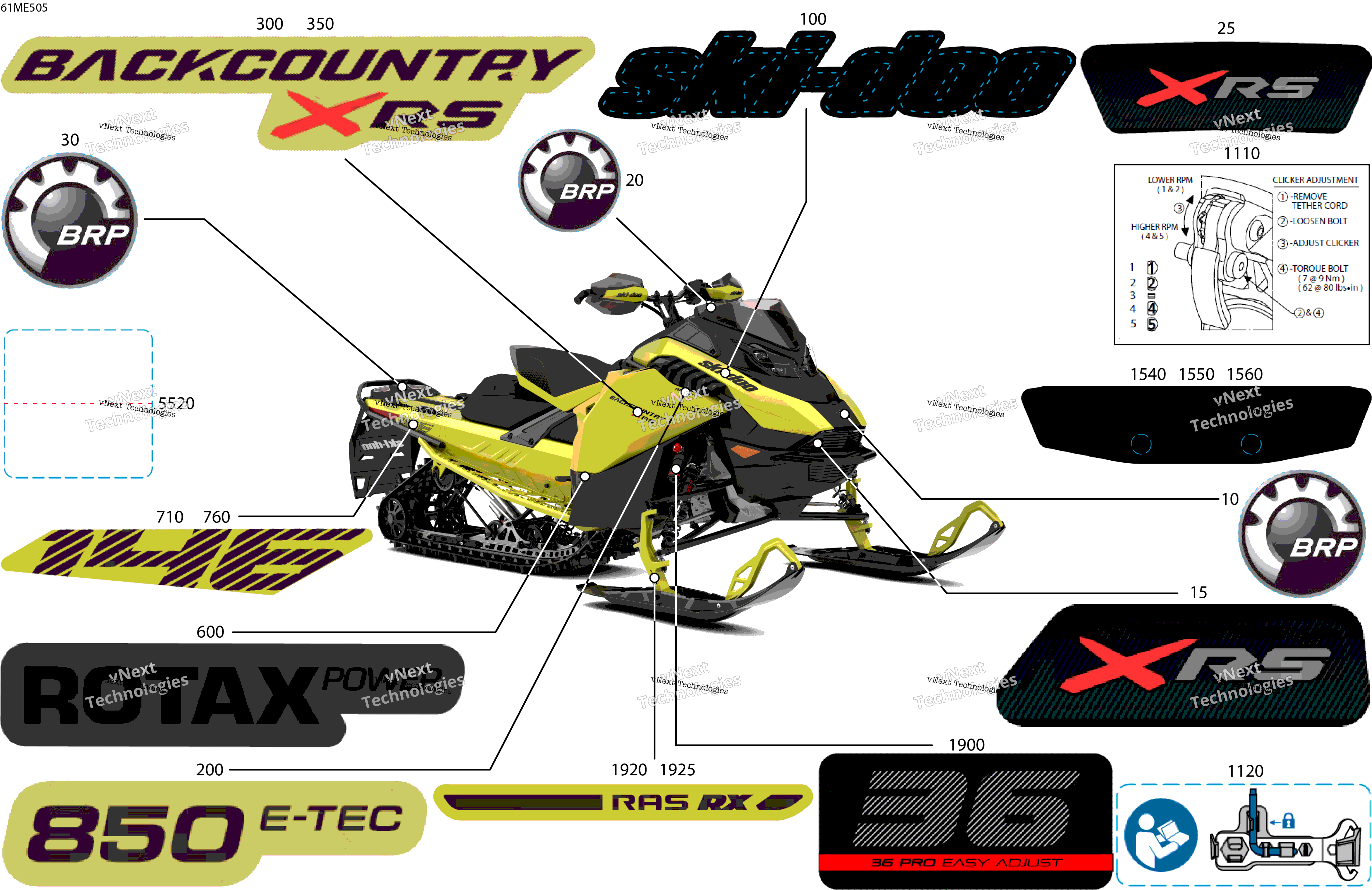 2025 BACKCOUNTRY - 850 E-TEC - X-RS - UYSK - Flare Yellow HG - 146X15X1.5S Track