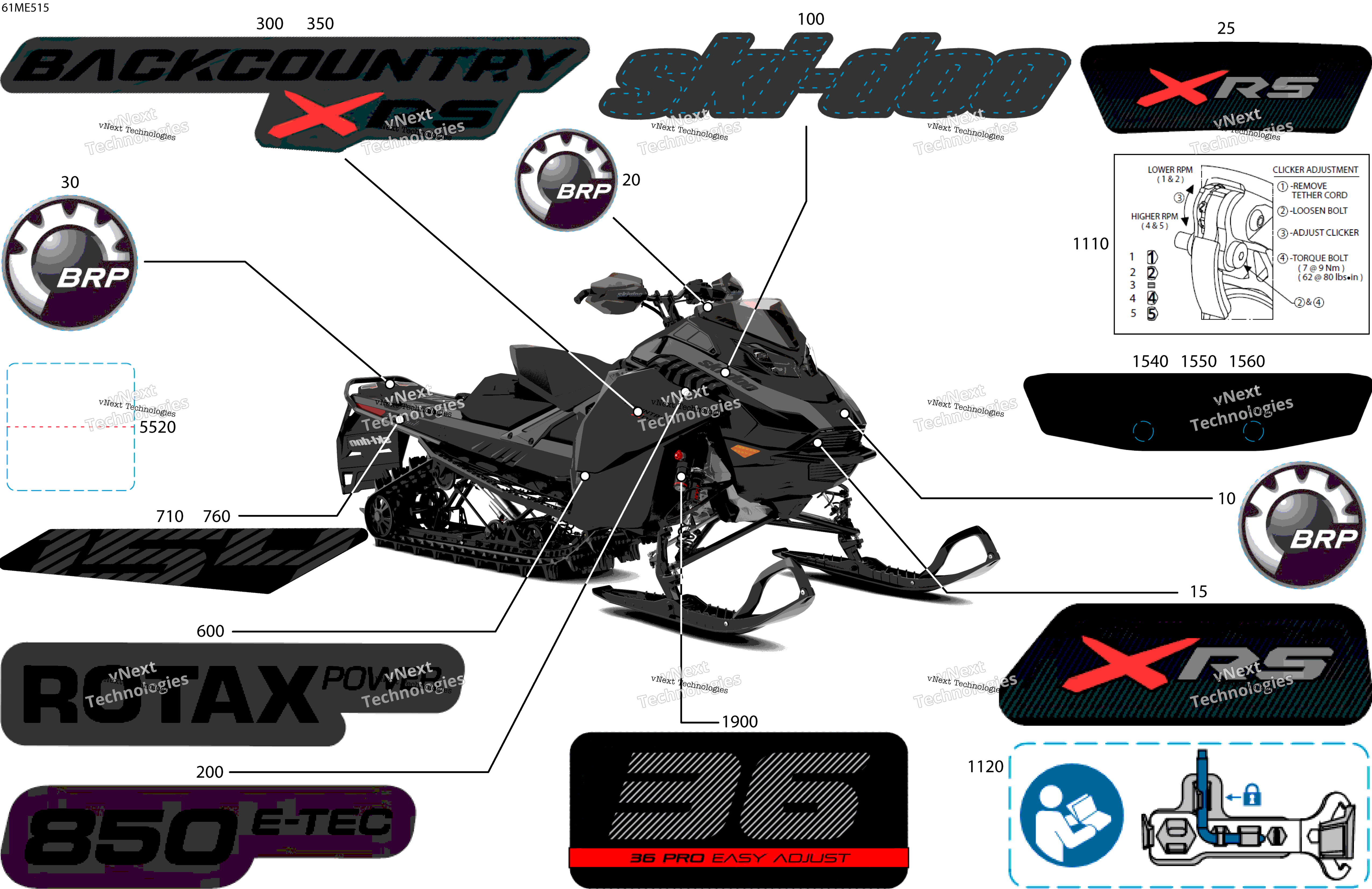 2025 BACKCOUNTRY - 850 E-TEC - X-RS - UZSB - Deep Black - 154X16X2.5PII Track