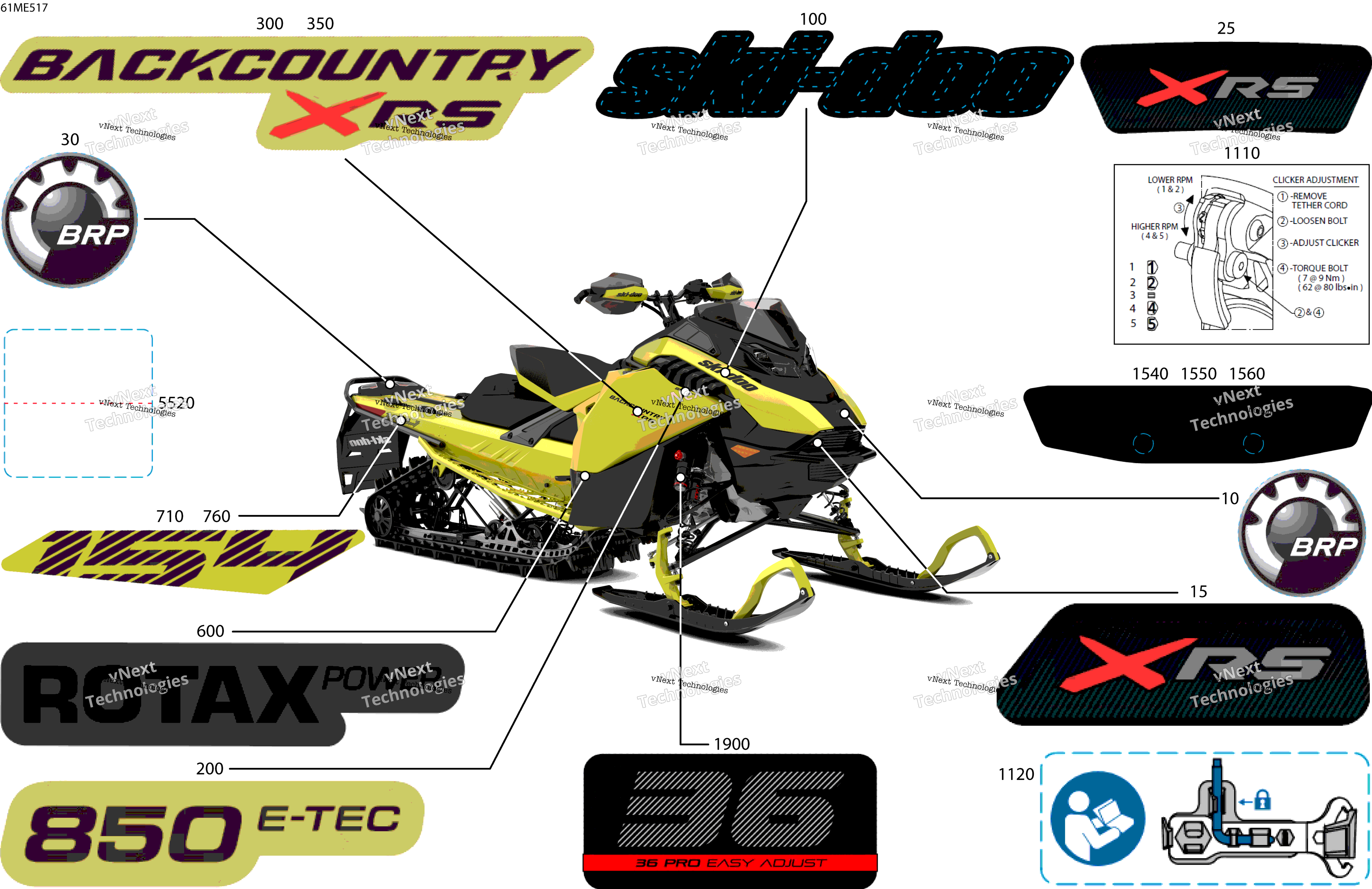 2025 BACKCOUNTRY - 850 E-TEC - X-RS - UZSD - Flare Yellow HG - 154X16X2.5PII Track