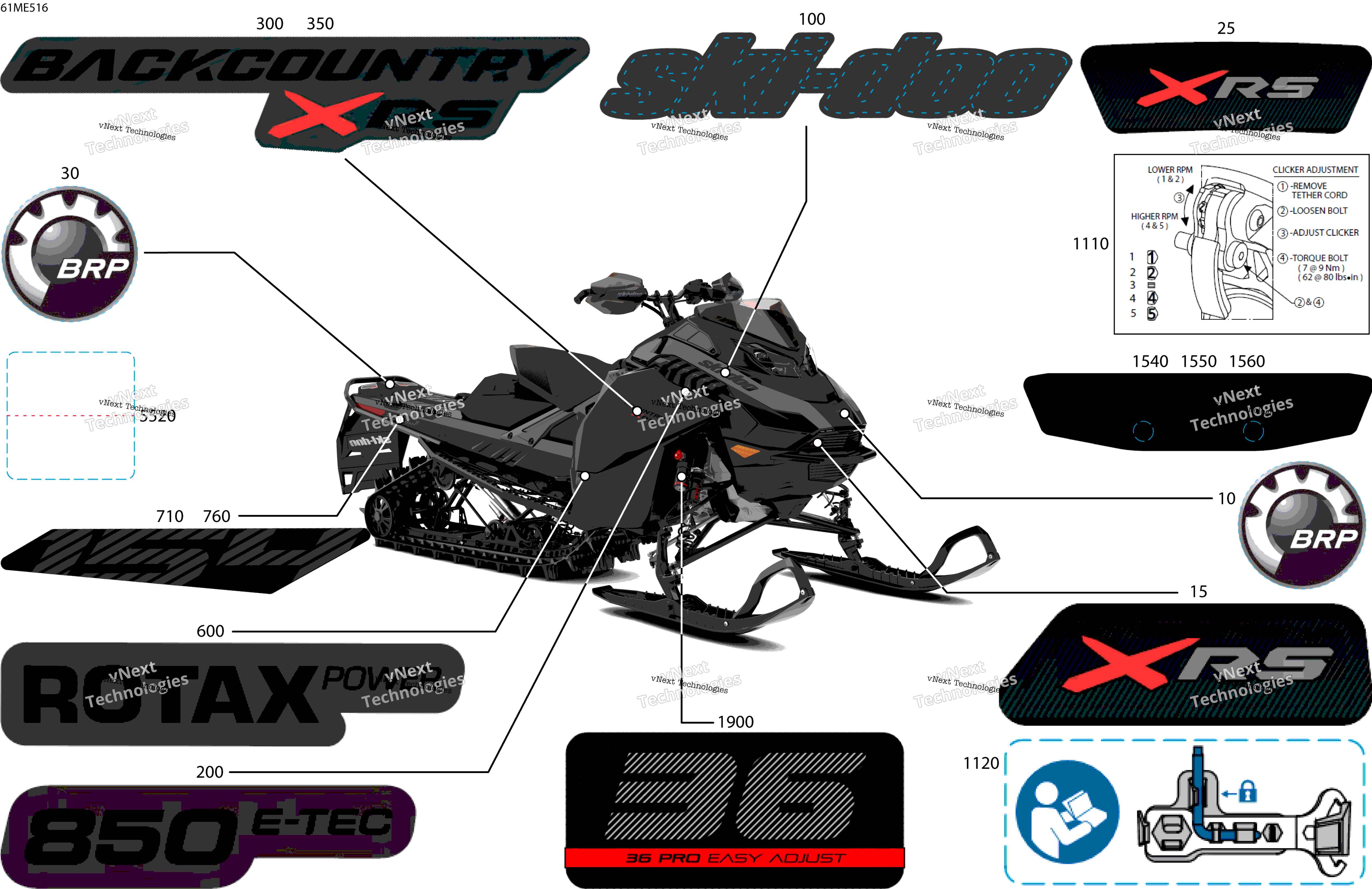 2025 BACKCOUNTRY - 850 E-TEC - X-RS - UZSF - Deep Black - 154X16X2.5PII Track
