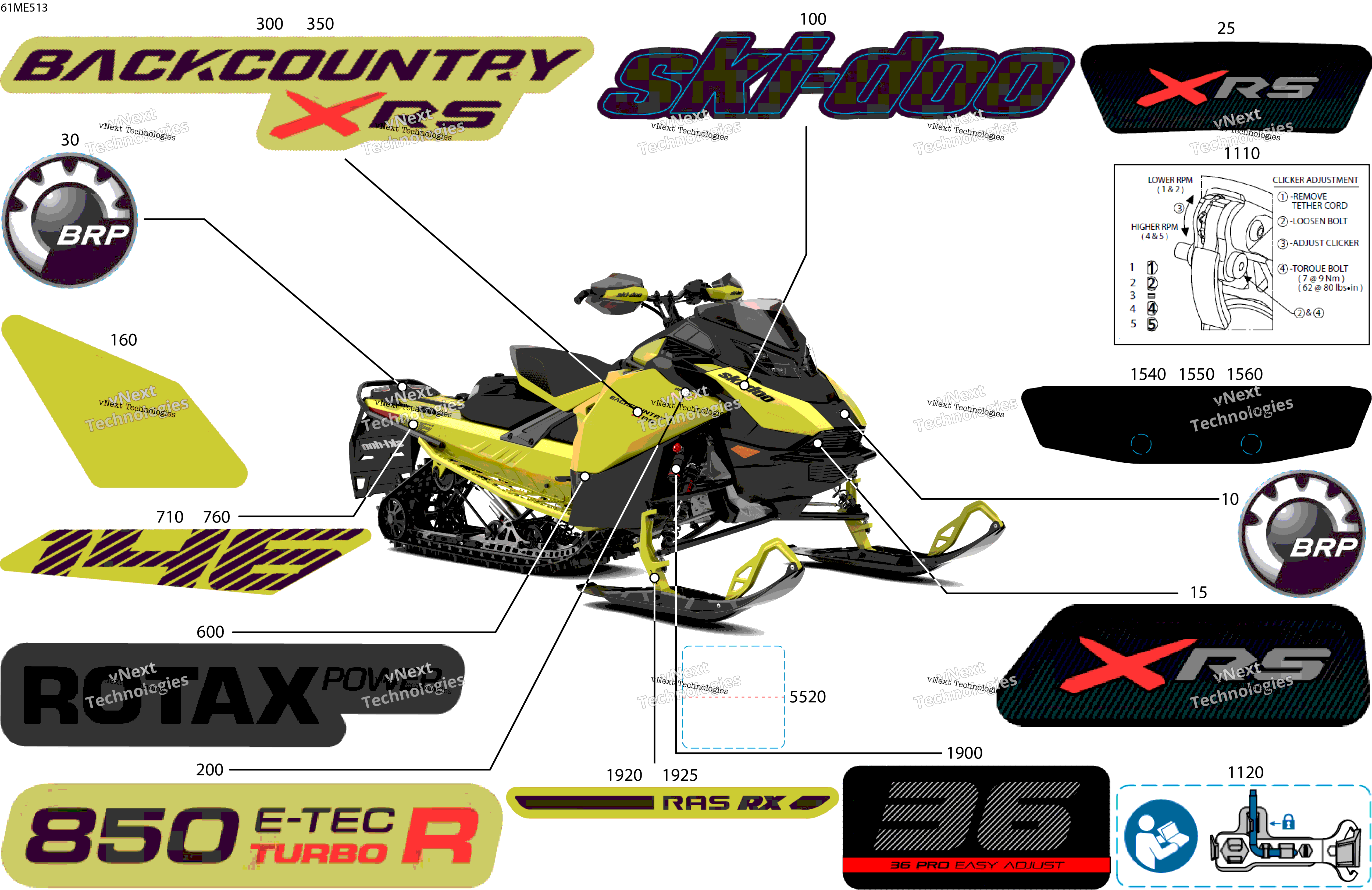 2025 BACKCOUNTRY - 850 E-TEC Turbo R - X-RS - UZS5 - Flare Yellow HG - 146X15X1.5S Track