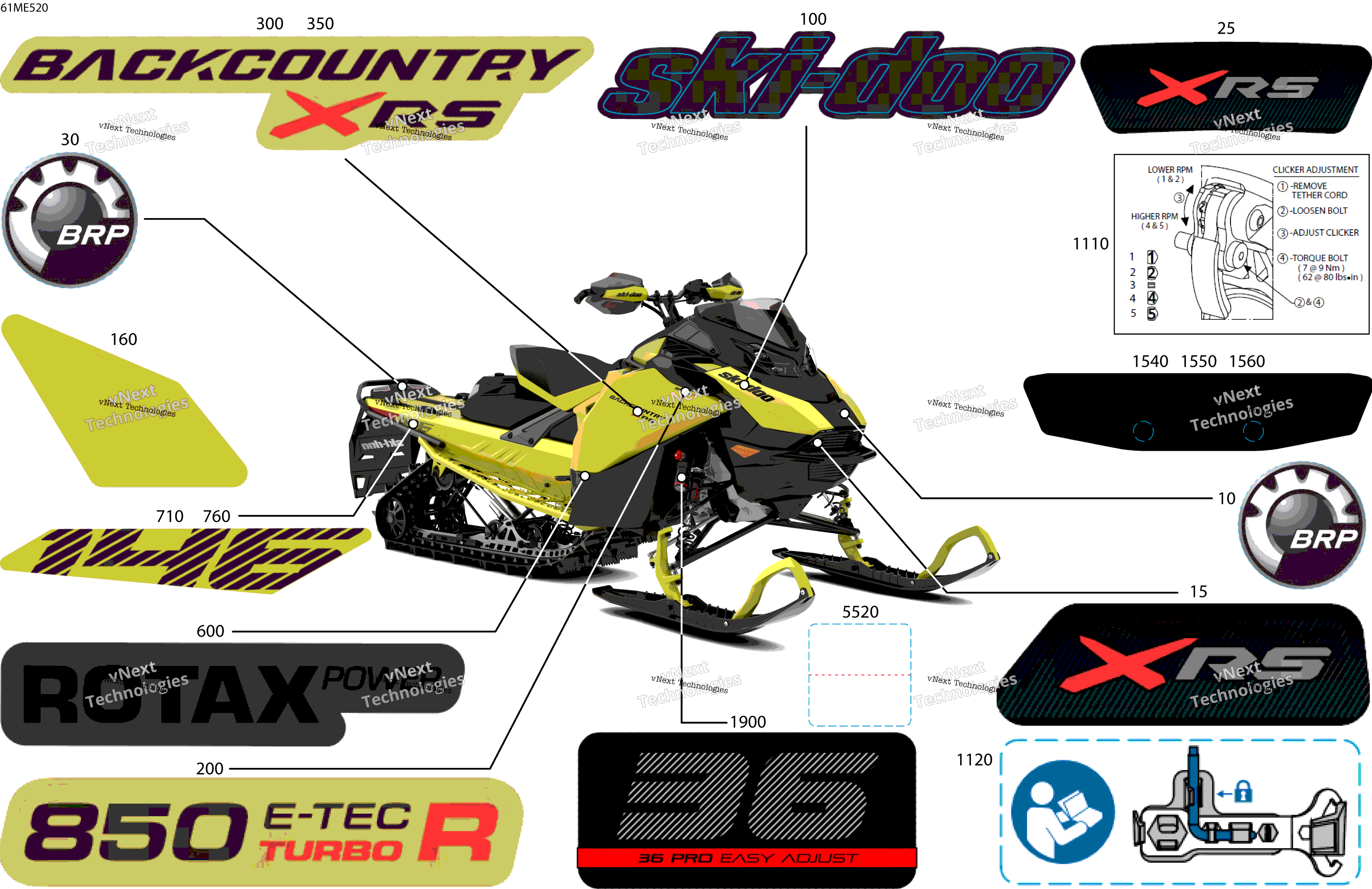 2025 BACKCOUNTRY - 850 E-TEC Turbo R - X-RS - UZST - Flare Yellow HG - 146X16X2.0P Track