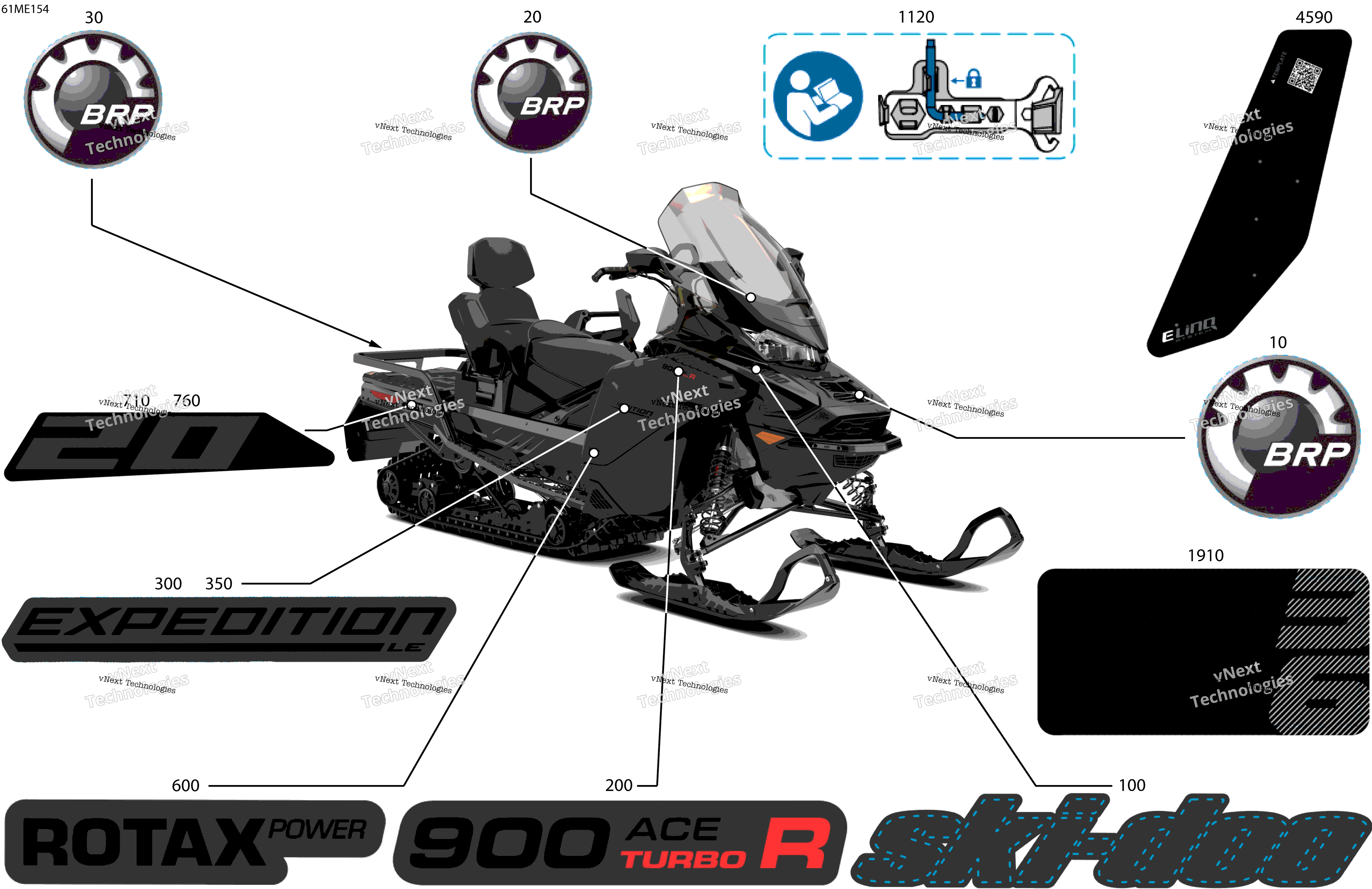 2025 EXPEDITION - 900 ACE TURBO R - LE - AWSB - Deep Black - 154X20X1.5CST Track