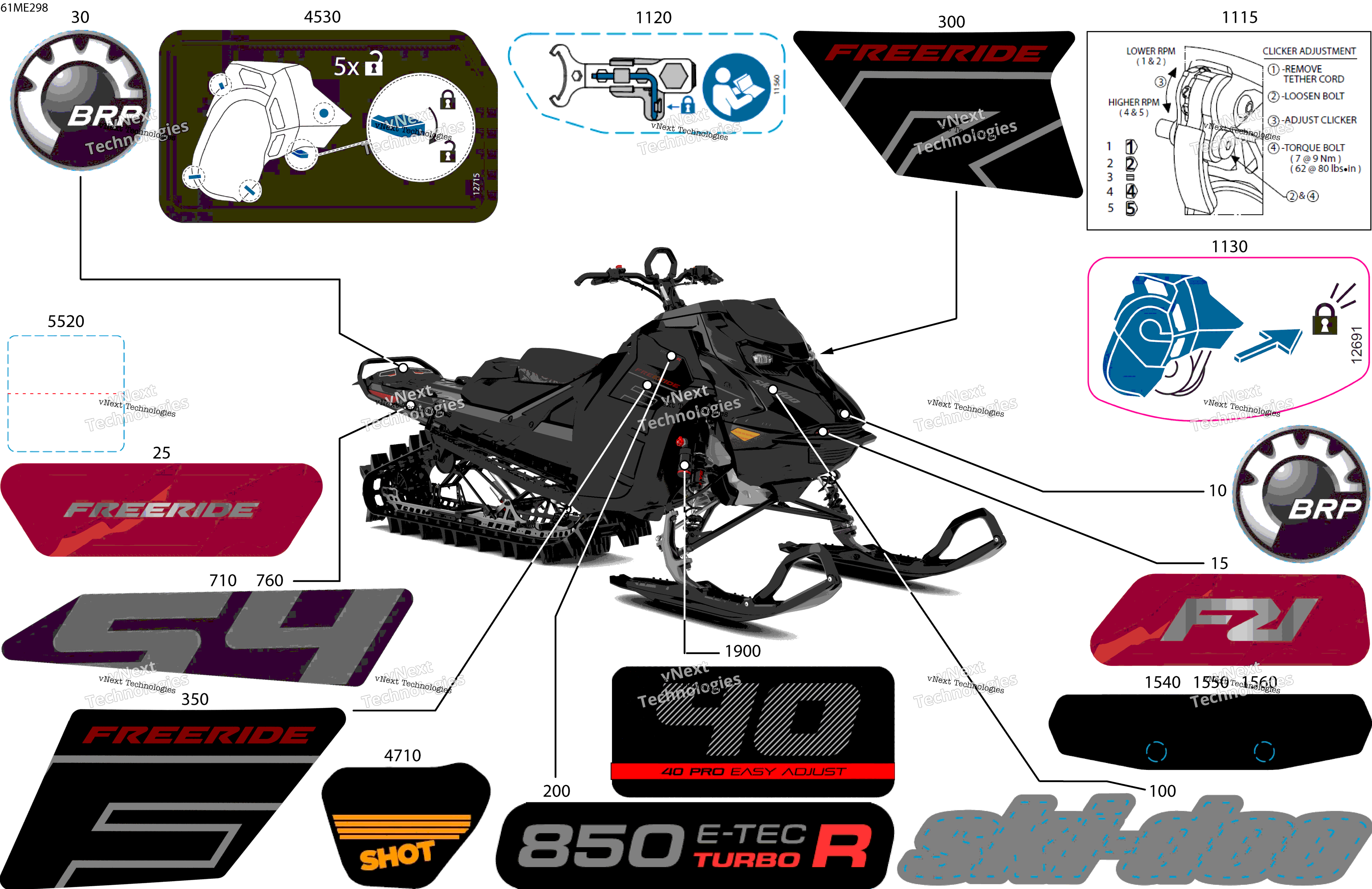 2025 FREERIDE - 850 E-TEC Turbo R - 154 - VDSH - Deep Black - 154X15X2.5P Track