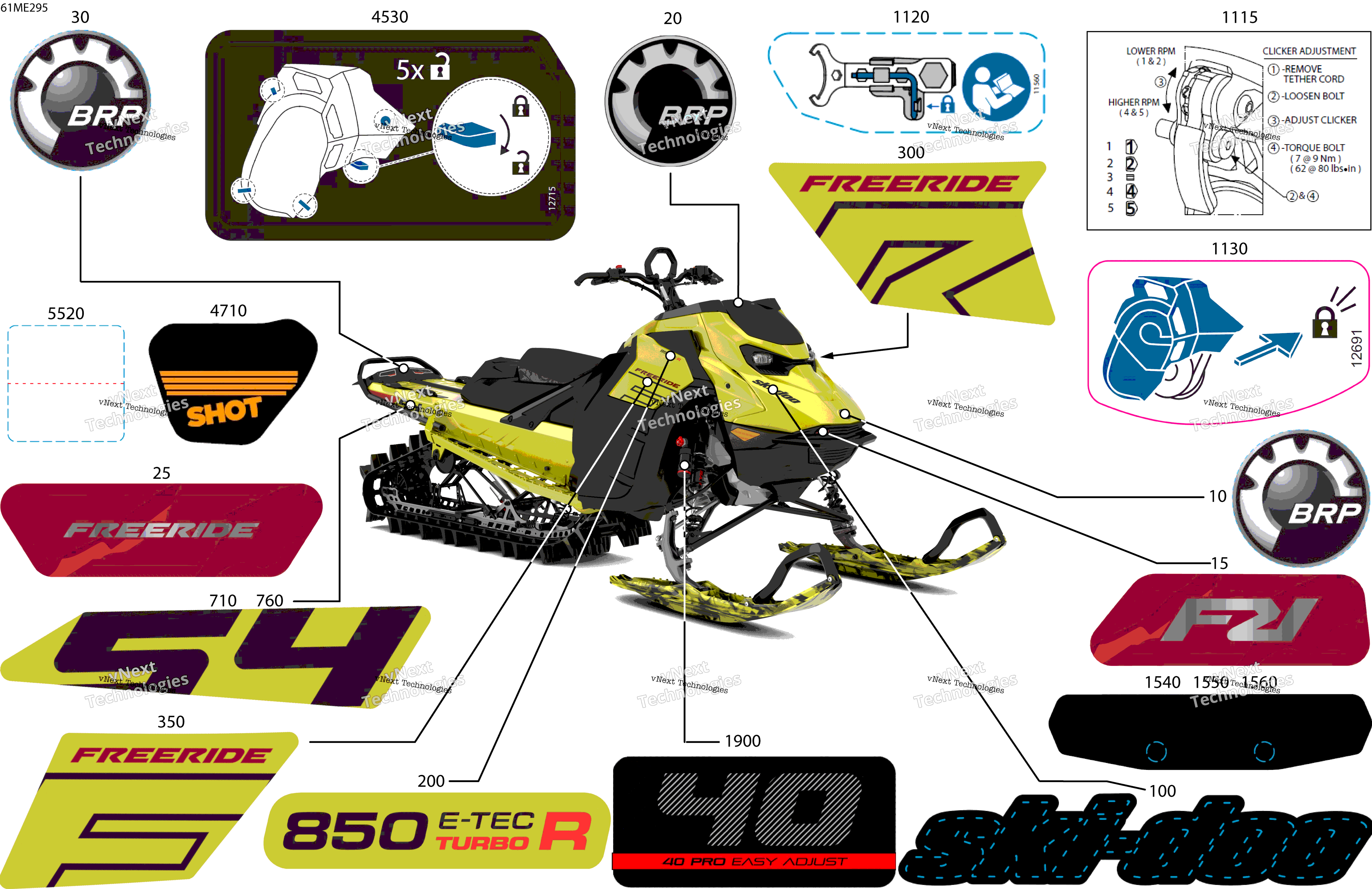 2025 FREERIDE - 850 E-TEC Turbo R - 154 - VDSN - Flare Yellow HG - 154X15X3P4 Track