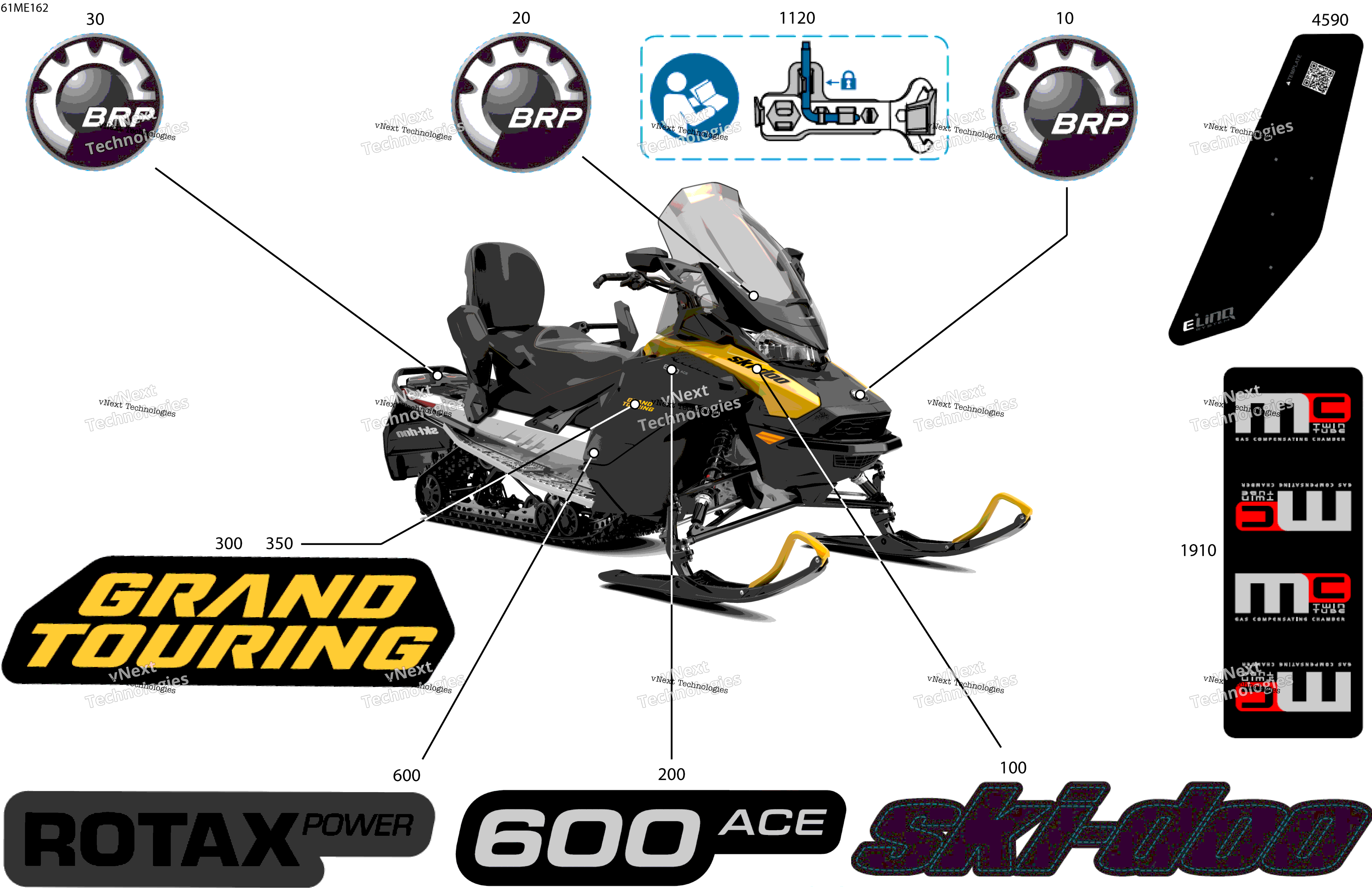 2025 GRAND TOURING - 600 ACE - SPORT - ETSA - Neo Yellow - 137X15X1.25ST3 Track