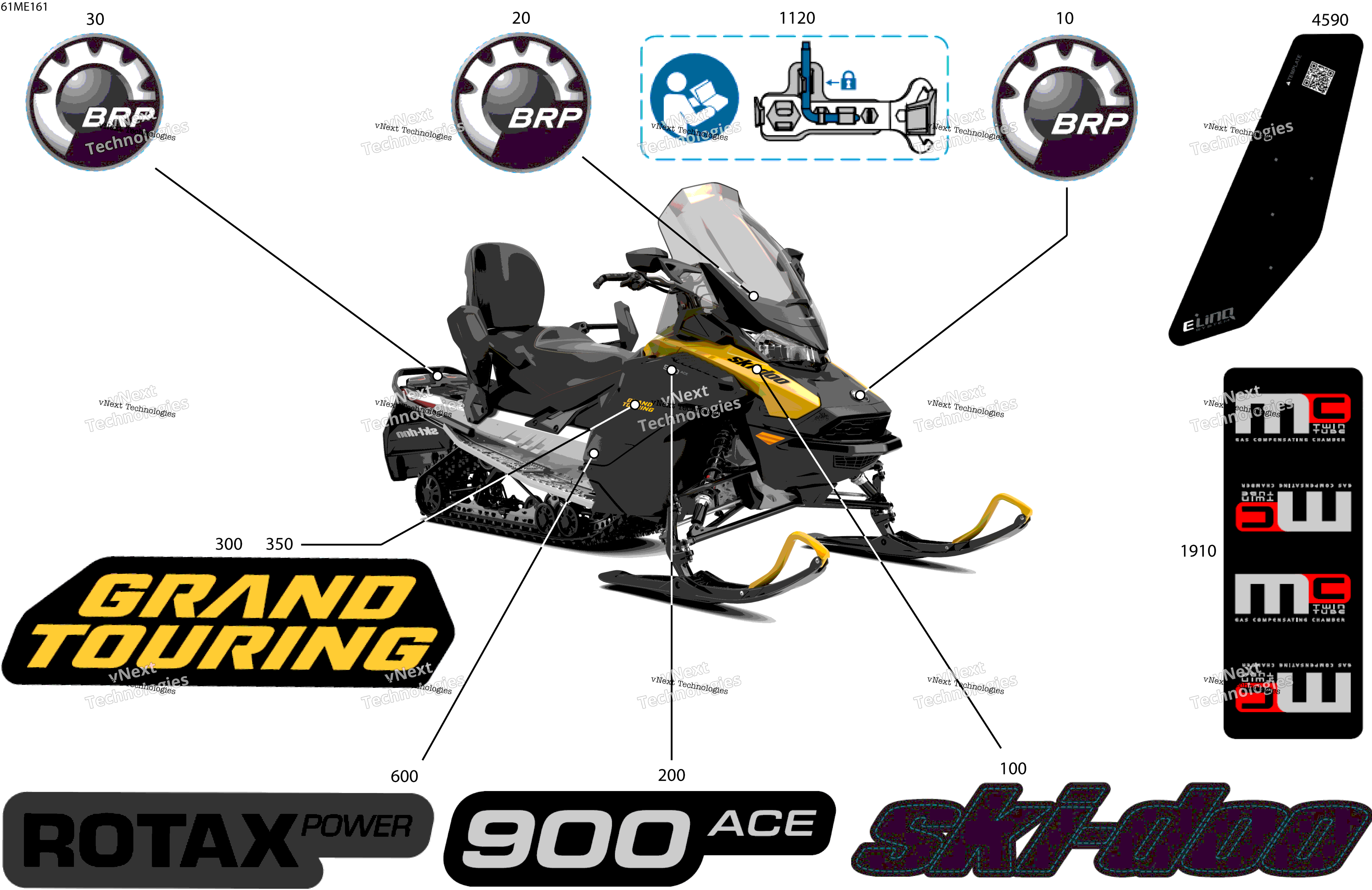 2025 GRAND TOURING - 900 ACE - SPORT - EASA - Neo Yellow - 137X15X1.25ST3 Track