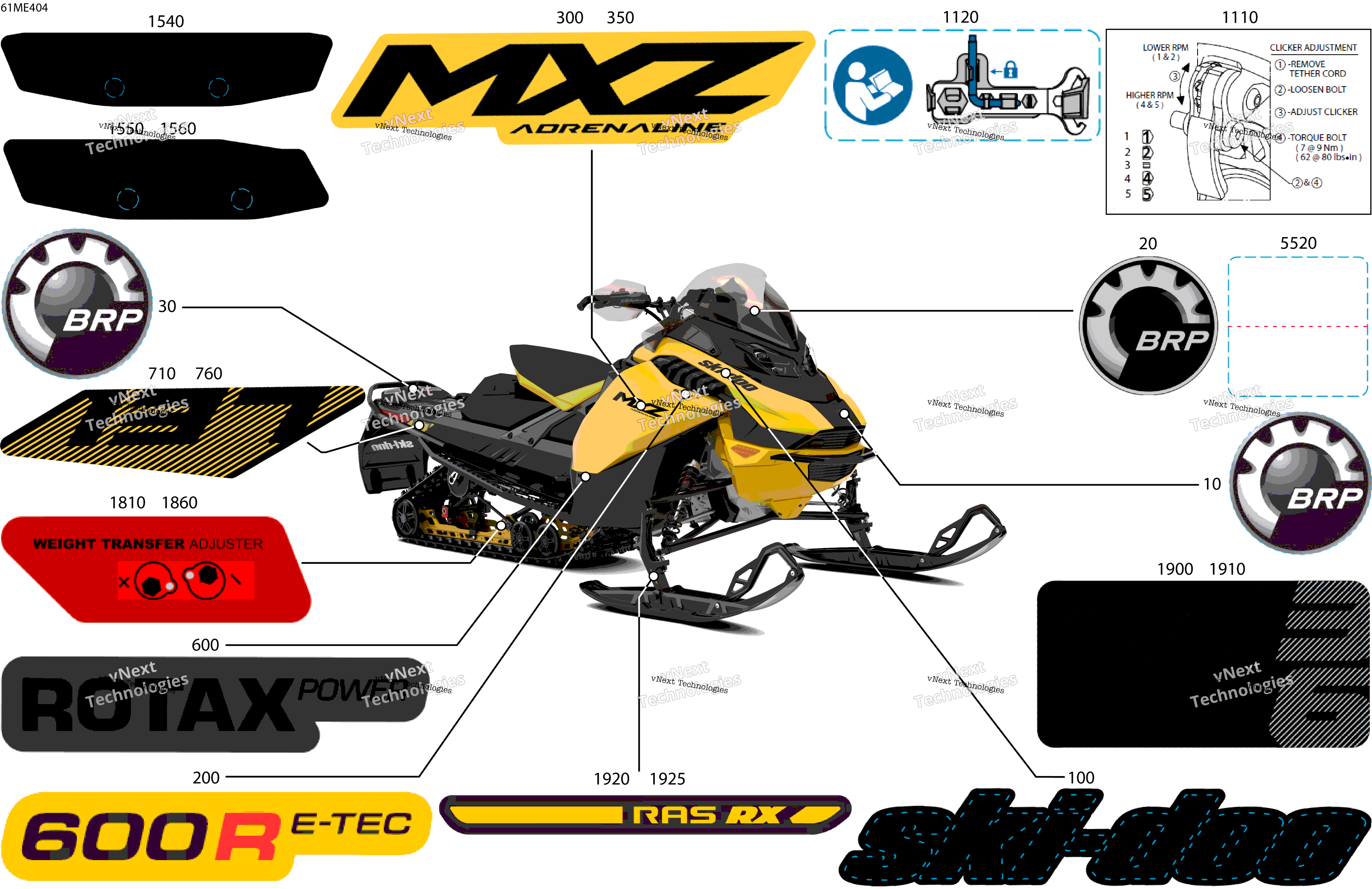 2025 MXZ - 600R E -TEC - Adrenaline - BDSD - Neo Yellow - 137X15X1.25RS Track