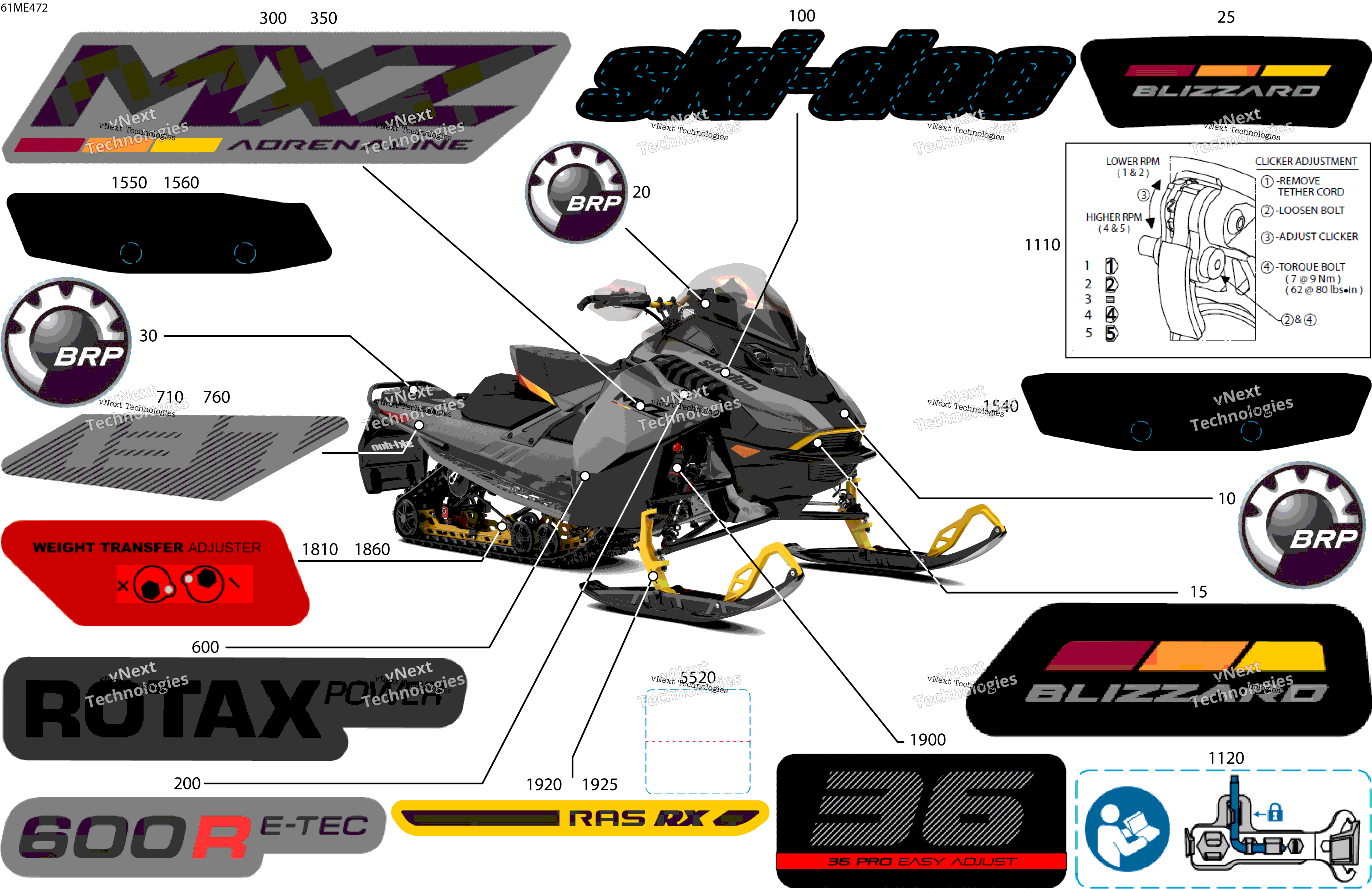 2025 MXZ - 600R E -TEC - Adrenaline with Blizzard Package - UESA - Monument Gray - 137X15X1.25IR Track