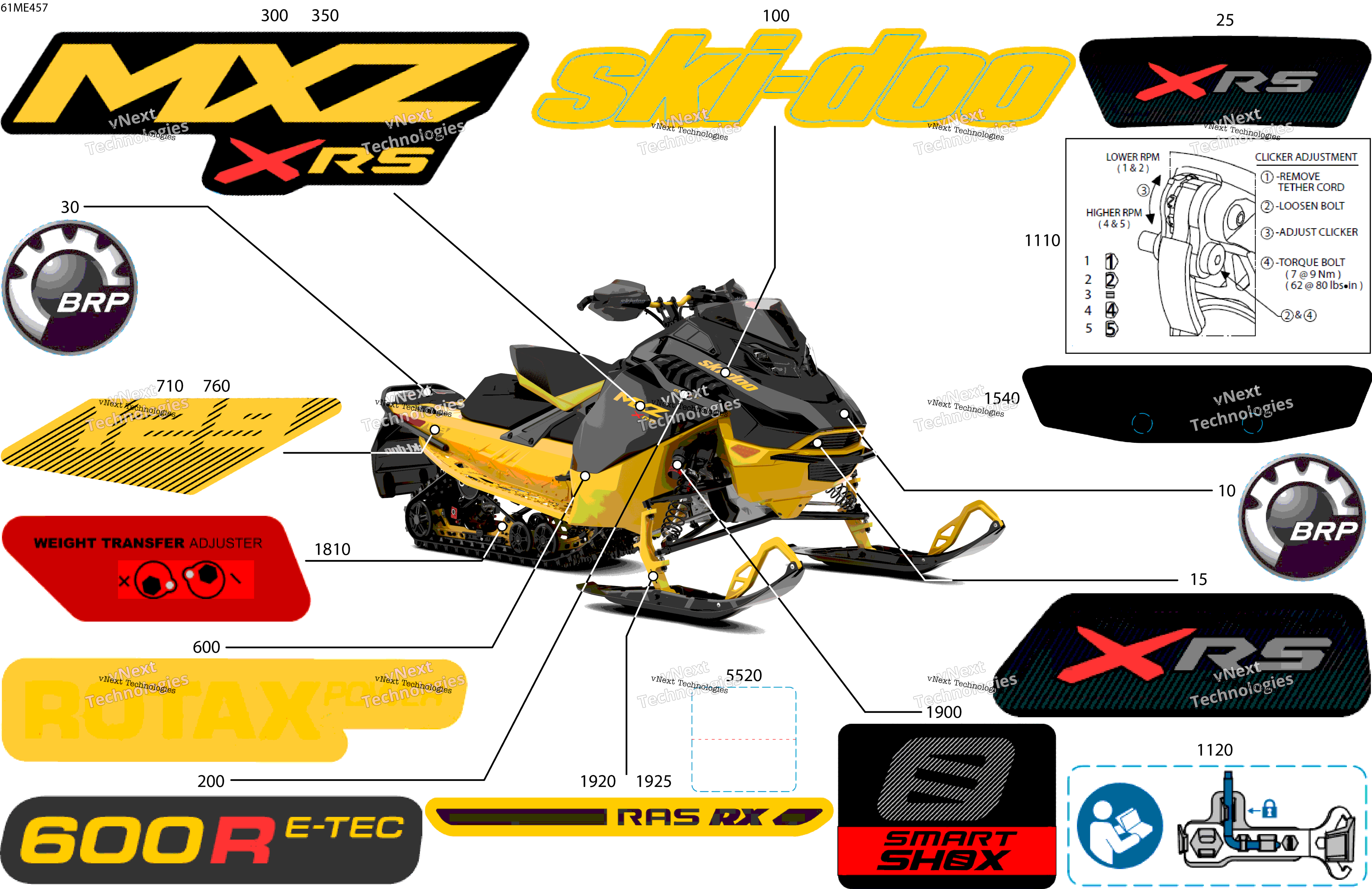 2025 MXZ - 600R E -TEC - X-RS - MZSD - Neo Yellow - 129X15X1.5IR Track