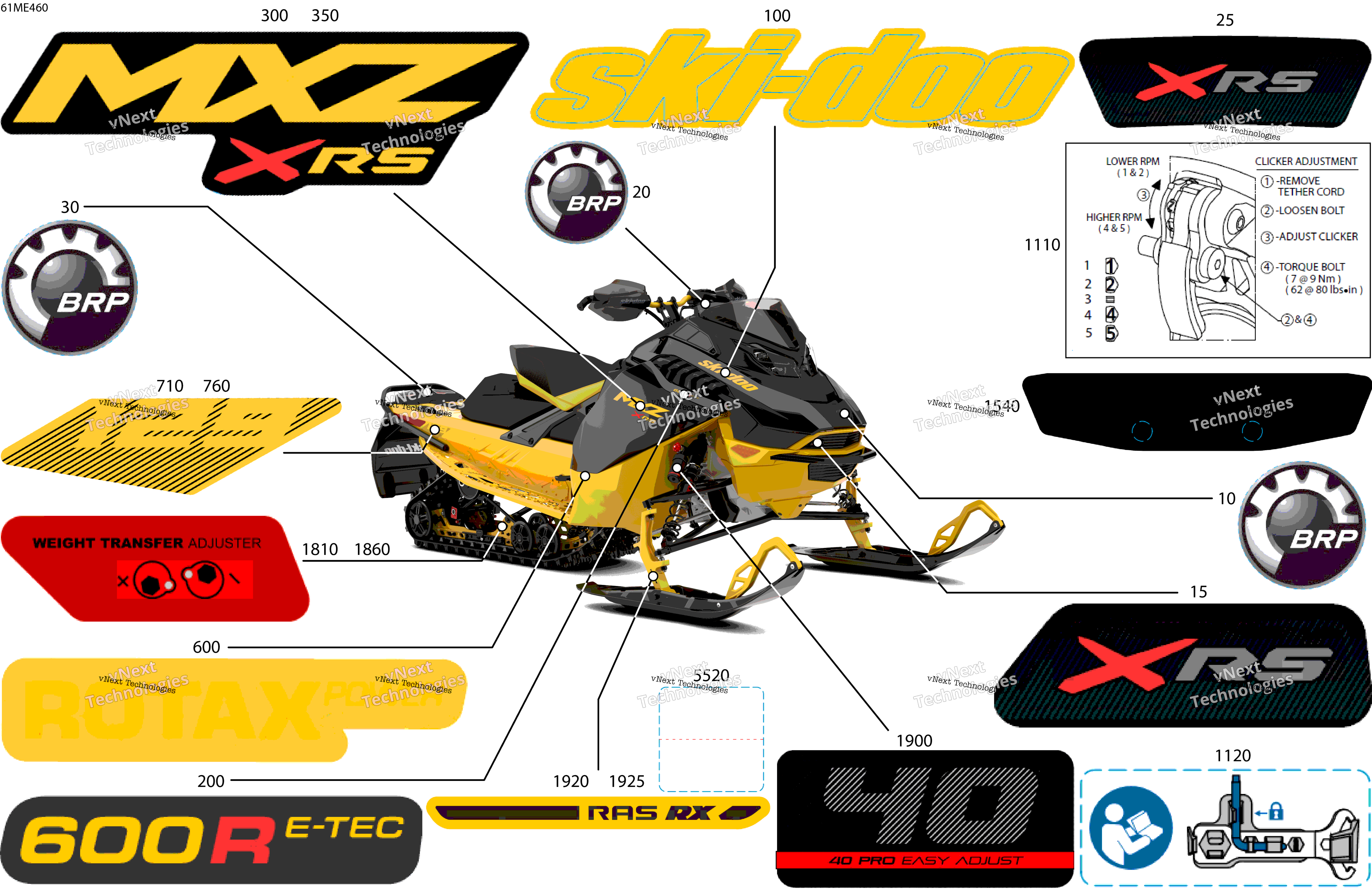 2025 MXZ - 600R E -TEC - X-RS - MZSH - Neo Yellow - 129X15X1.5IR Track