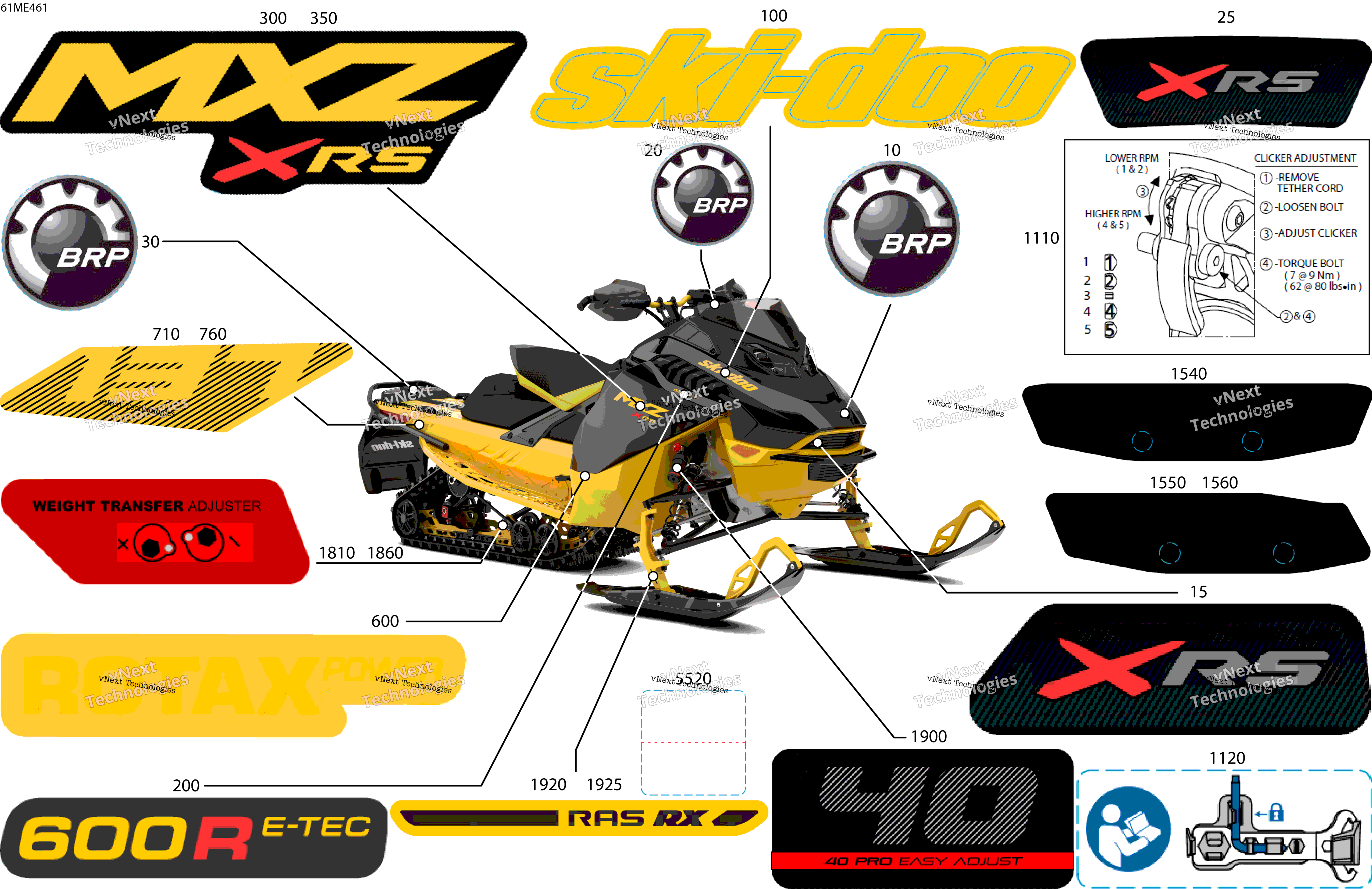 2025 MXZ - 600R E -TEC - X-RS - MZSM - Neo Yellow - 137X15X1.5IR Track