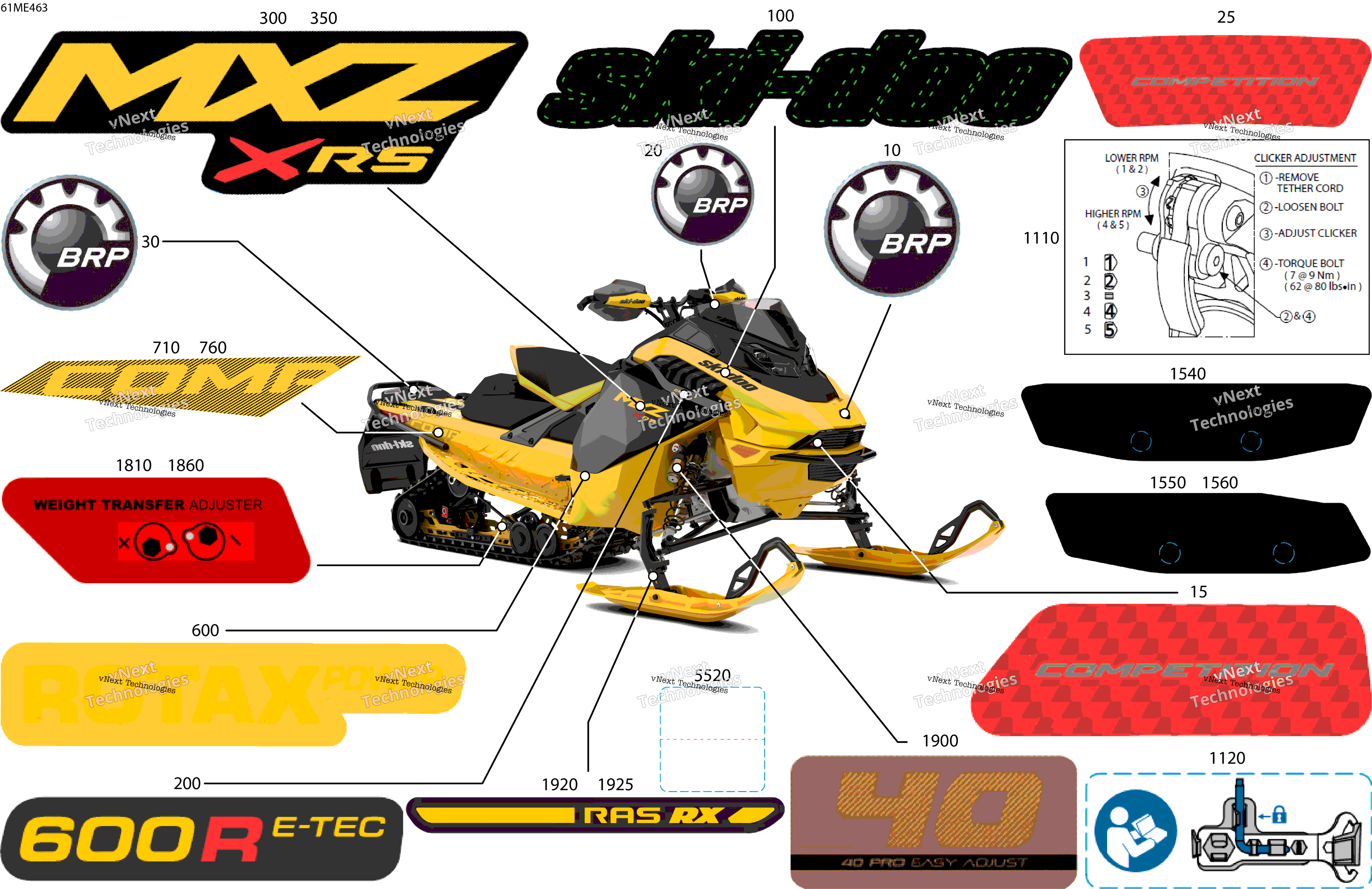2025 MXZ - 600R E -TEC - X-RS with Competition package - UCSA - Neo Yellow - 137X15X1.25RSII2P Track