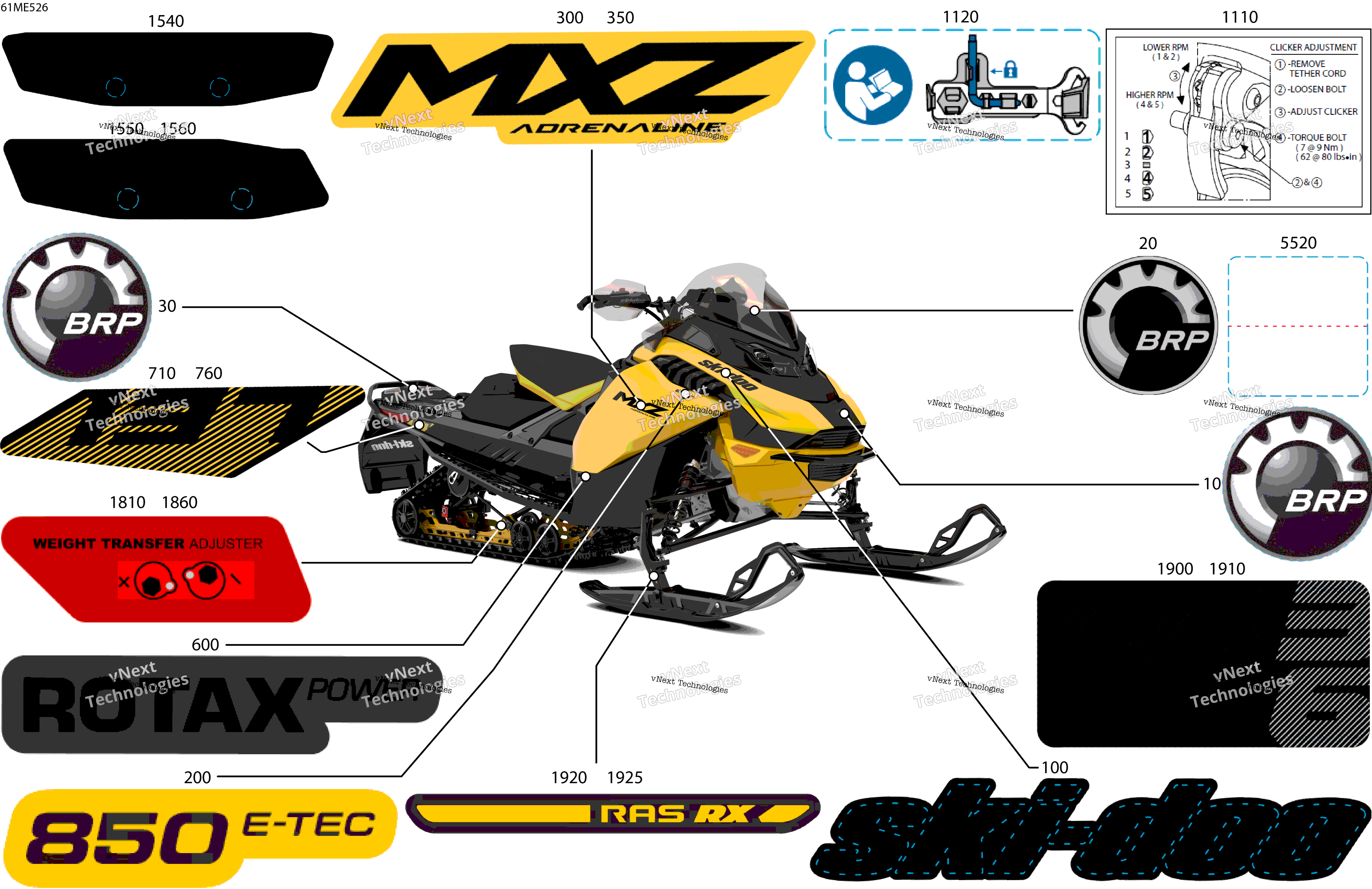 2025 MXZ - 850 E-TEC - Adrenaline - BDSA - Neo Yellow - 137X15X1.25RS Track