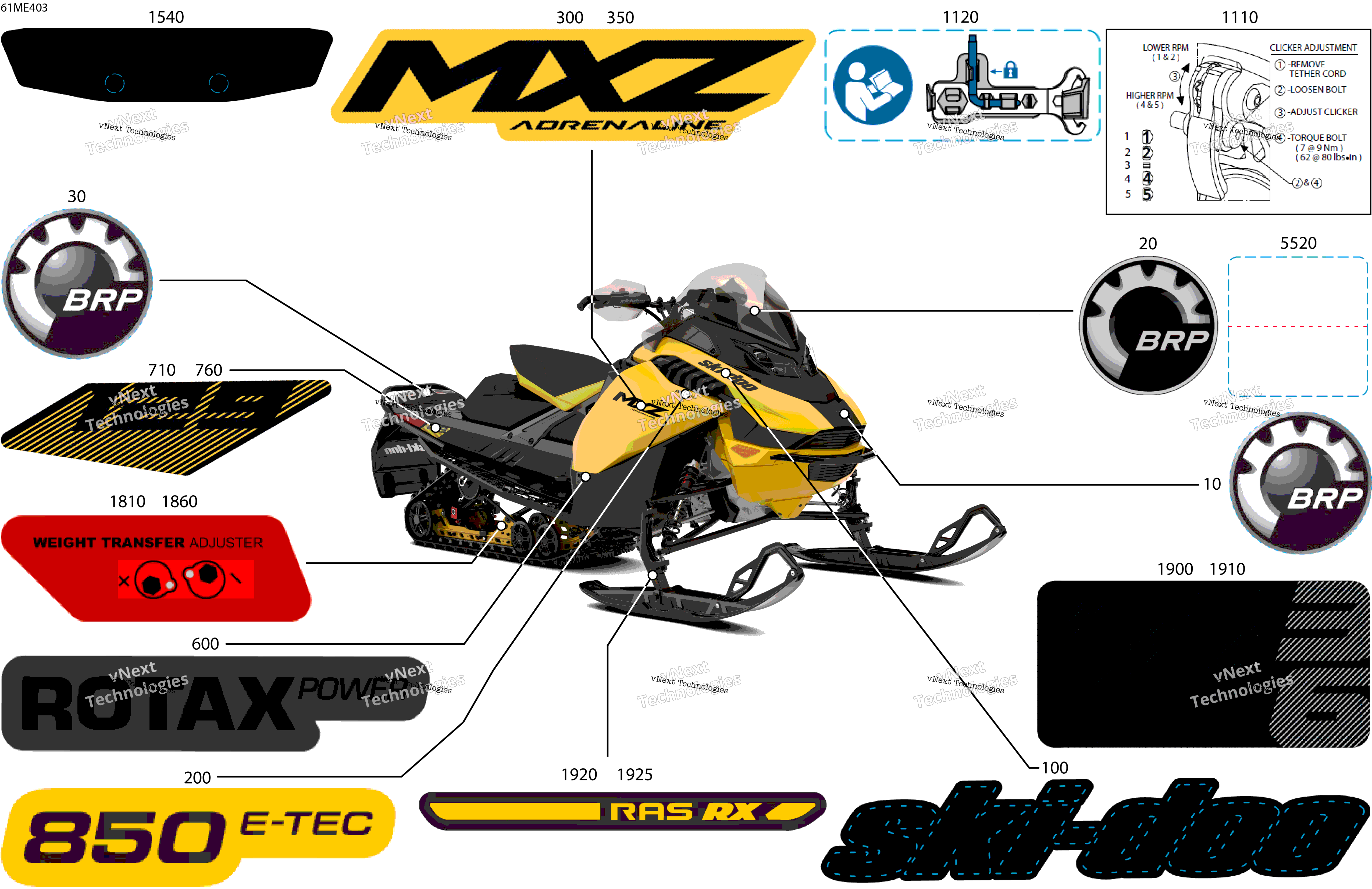 2025 MXZ - 850 E-TEC - Adrenaline - BDSC - Neo Yellow - 129X15X1.25RS Track