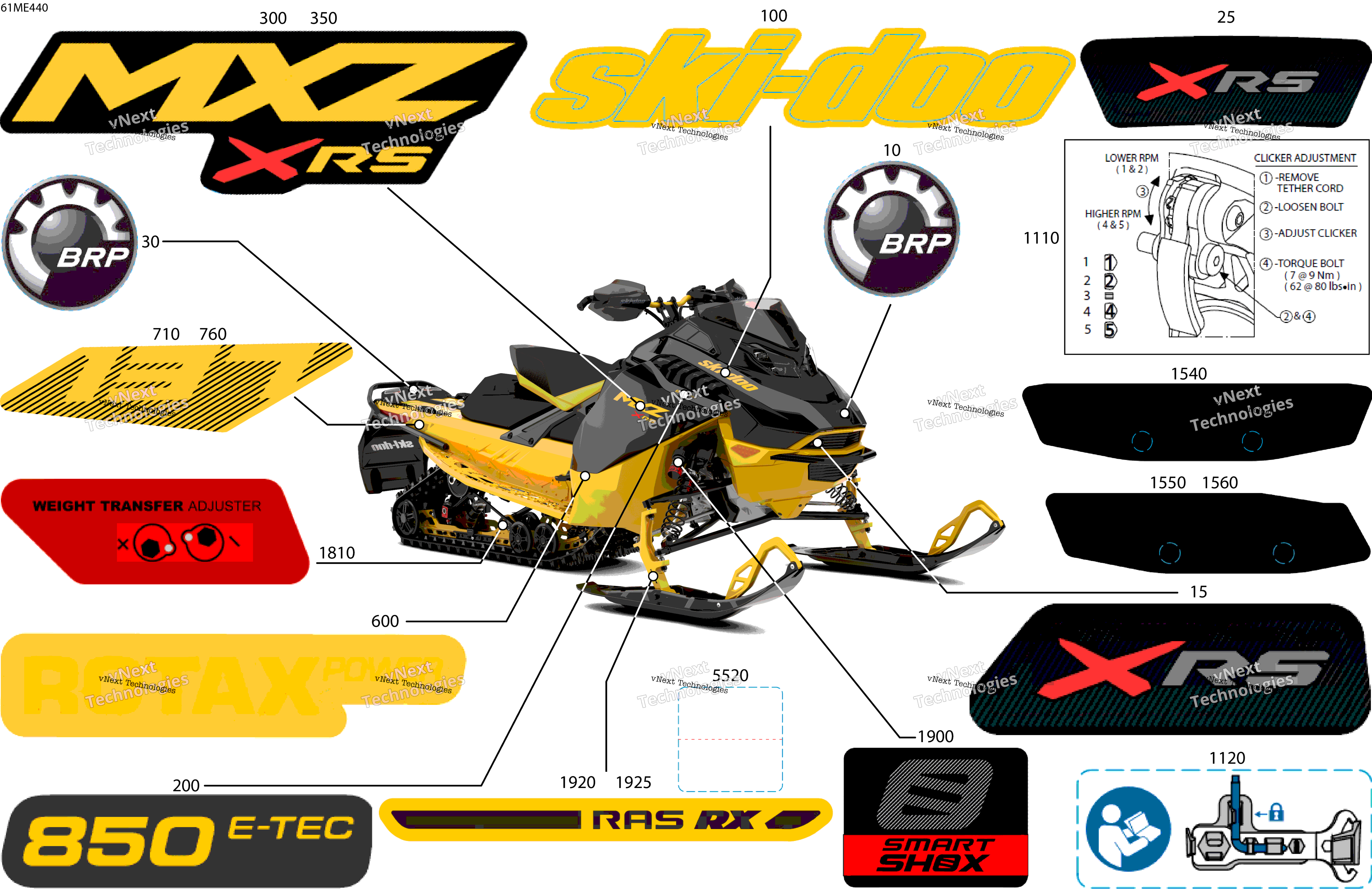 2025 MXZ - 850 E-TEC - X-RS - MVSA - Neo Yellow - 137X15X1.25IR Track